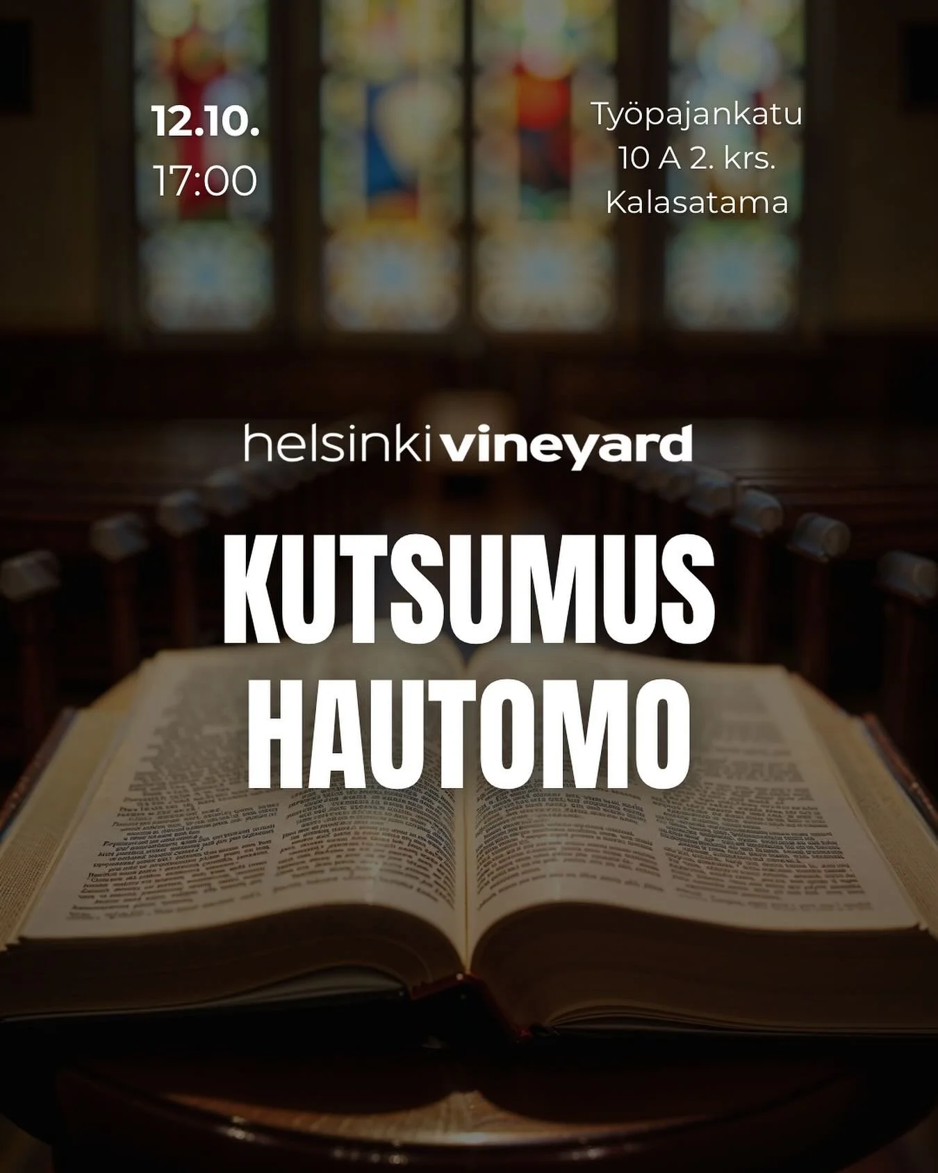 Tervetuloa kutsumushautomoon sunnuntaina 12.10. 🌊

🕔 17:00
Nimens&auml; mukaan t&auml;&auml;ll&auml; pohditaan omaa kutsumusta ja siihen liittyvi&auml; kysymyksi&auml; ja raamatullisia teemoja. Ovet auki kaikille! 

#kutsu #jeesus #raamattu