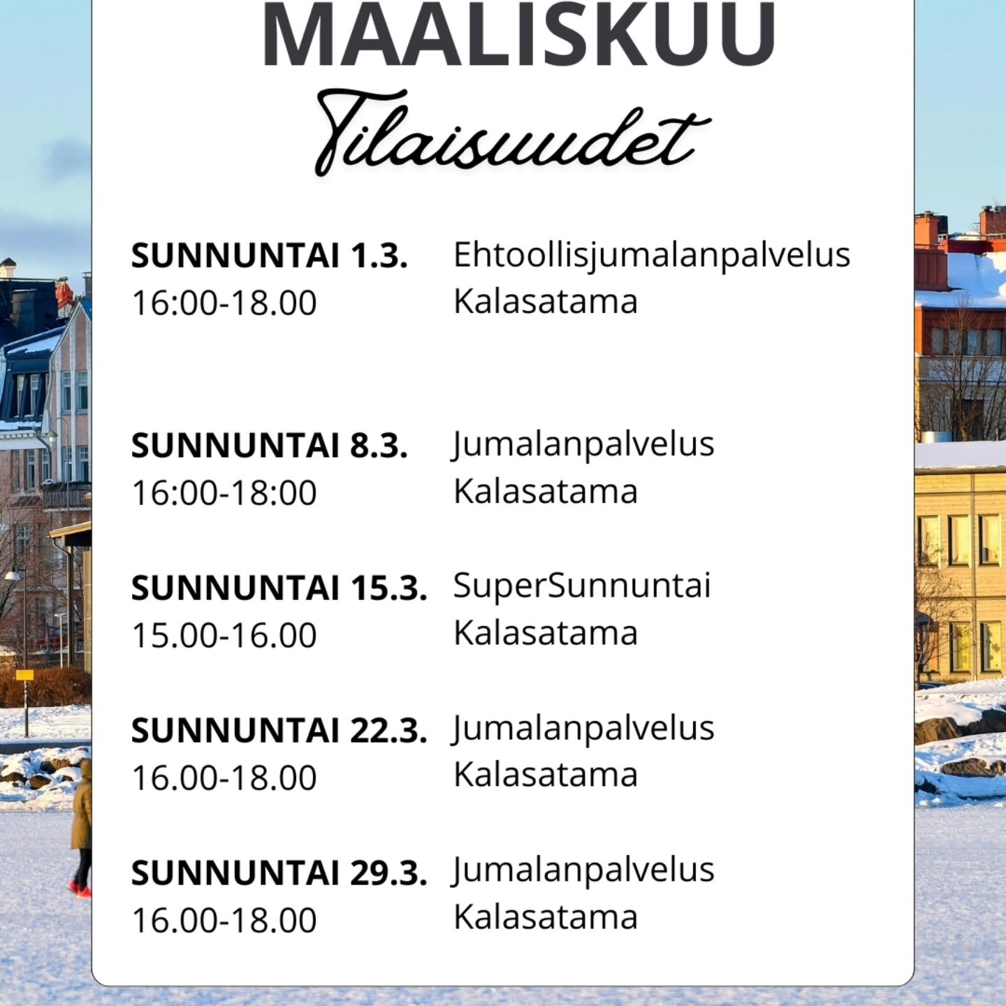 Helsinki Vineyardin tilaisuudet Maaliskuussa // Helsinki Vineyard's events this March

#jumalanpalvelus #worshipservice #helsinkivineyard #ylistys #worship