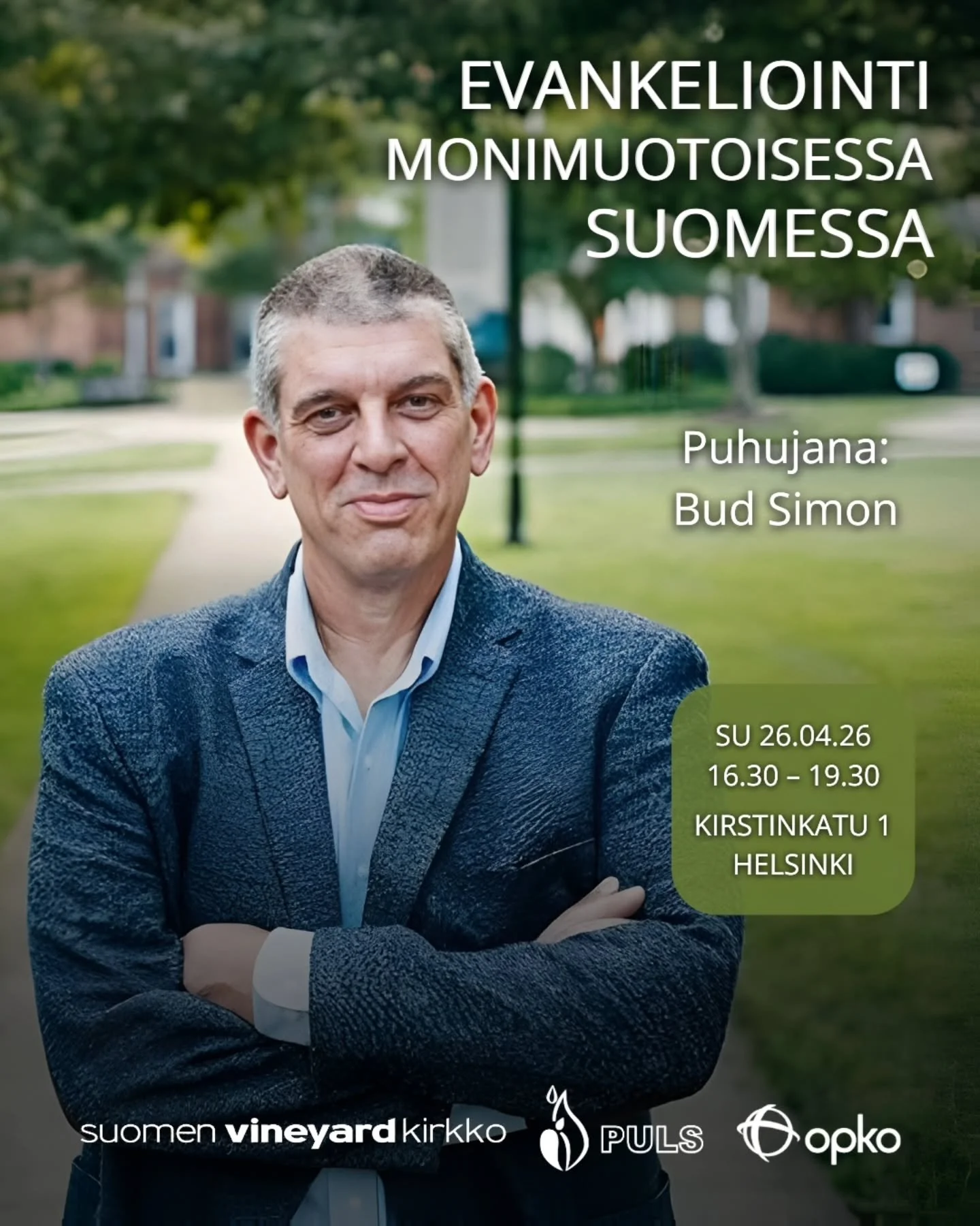 EVANKELIOINTI
MONIMUOTOISESSA SUOMESSA
SU 26.4.2026 PYH&Auml;N SYD&Auml;MEN KAPPELI
16.30&ndash;19.30 KIRSTINKATU 1, HELSINKI
Ei p&auml;&auml;symaksua. Tulkkaus suomeksi ja ruotsiksi.

Suomessa syntyneet, muualta muuttaneet ja nuoriso eiv&auml;t ole 