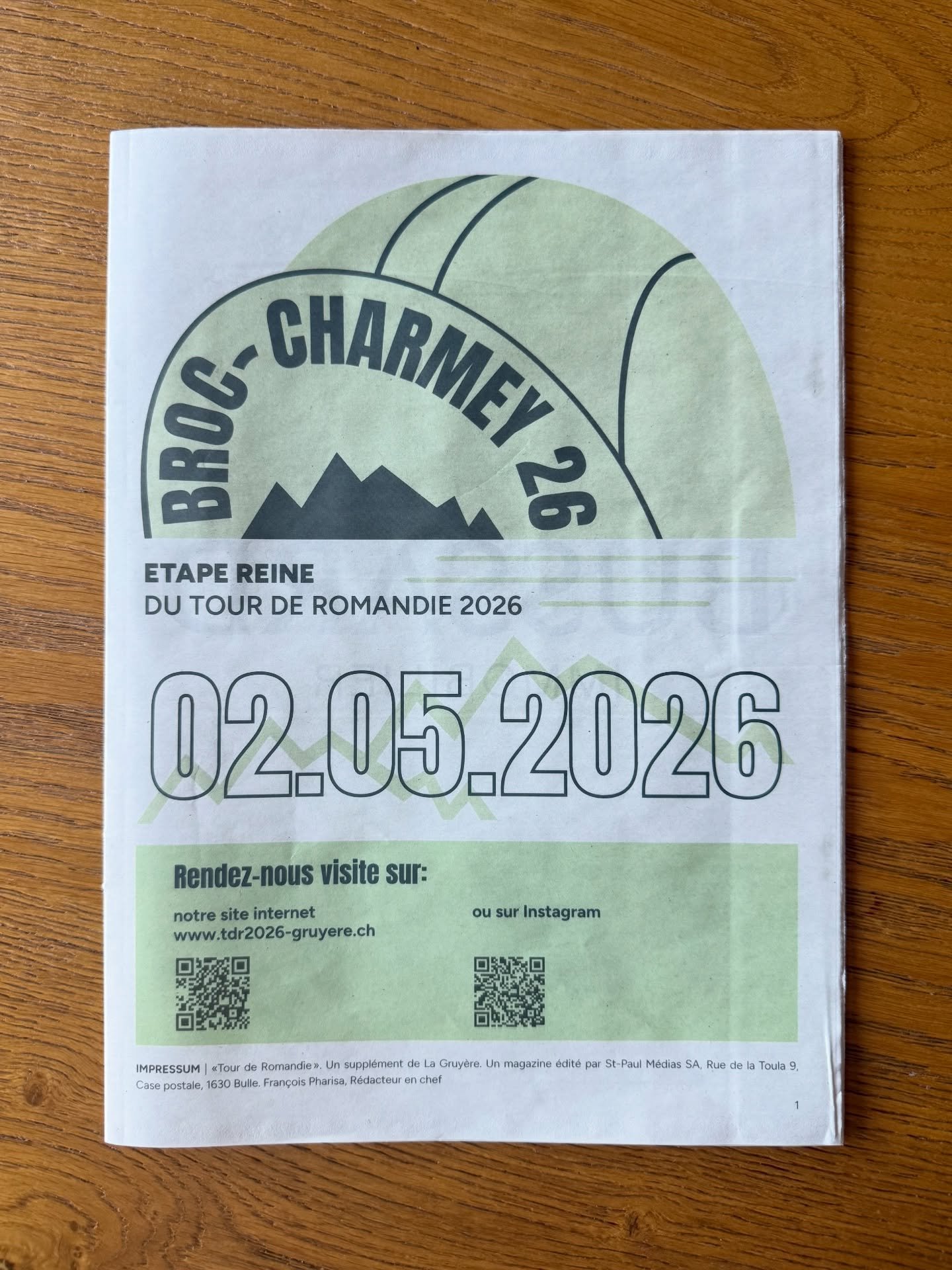 Notre tablo&iuml;d est dans votre bo&icirc;te aux lettres ce matin avec @journallagruyere 😍🚴🏻