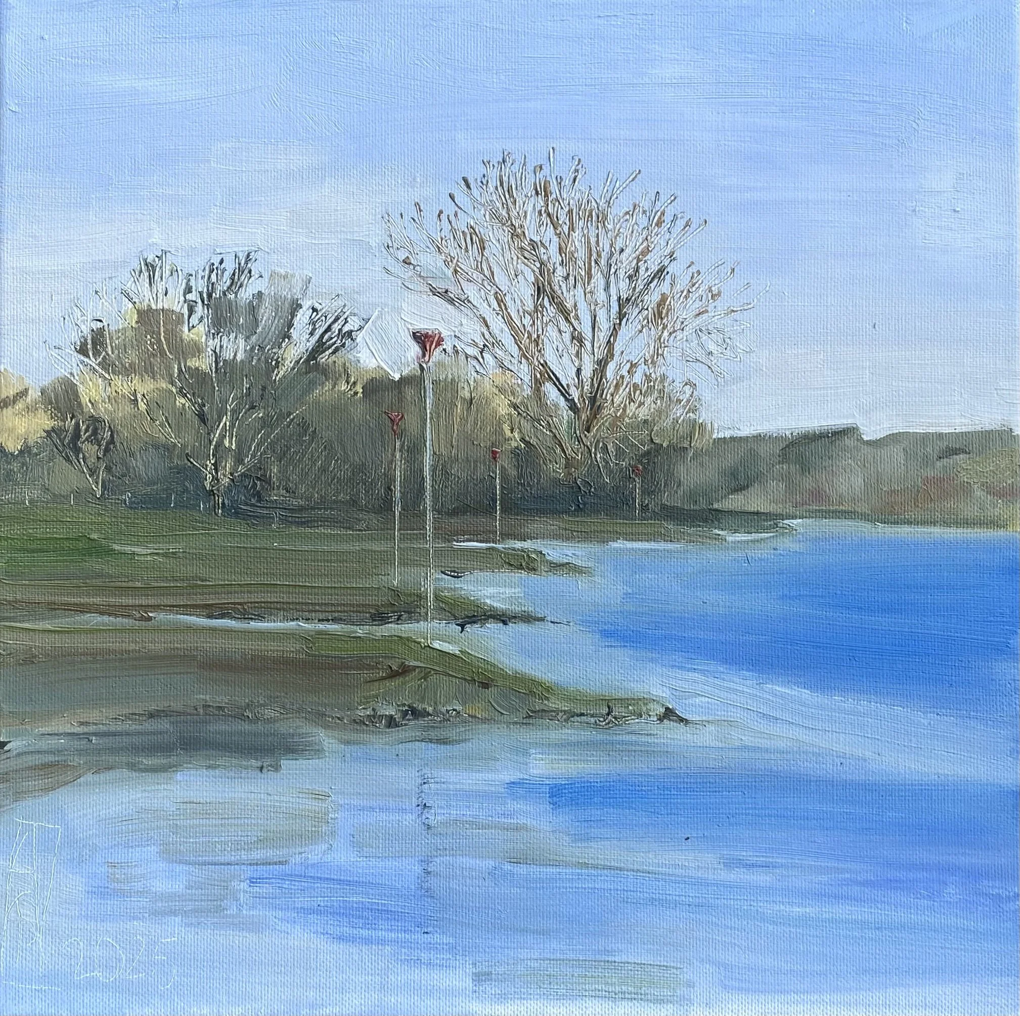 Mooie winterse dag aan de IJssel - 30x30cm - € 300,-