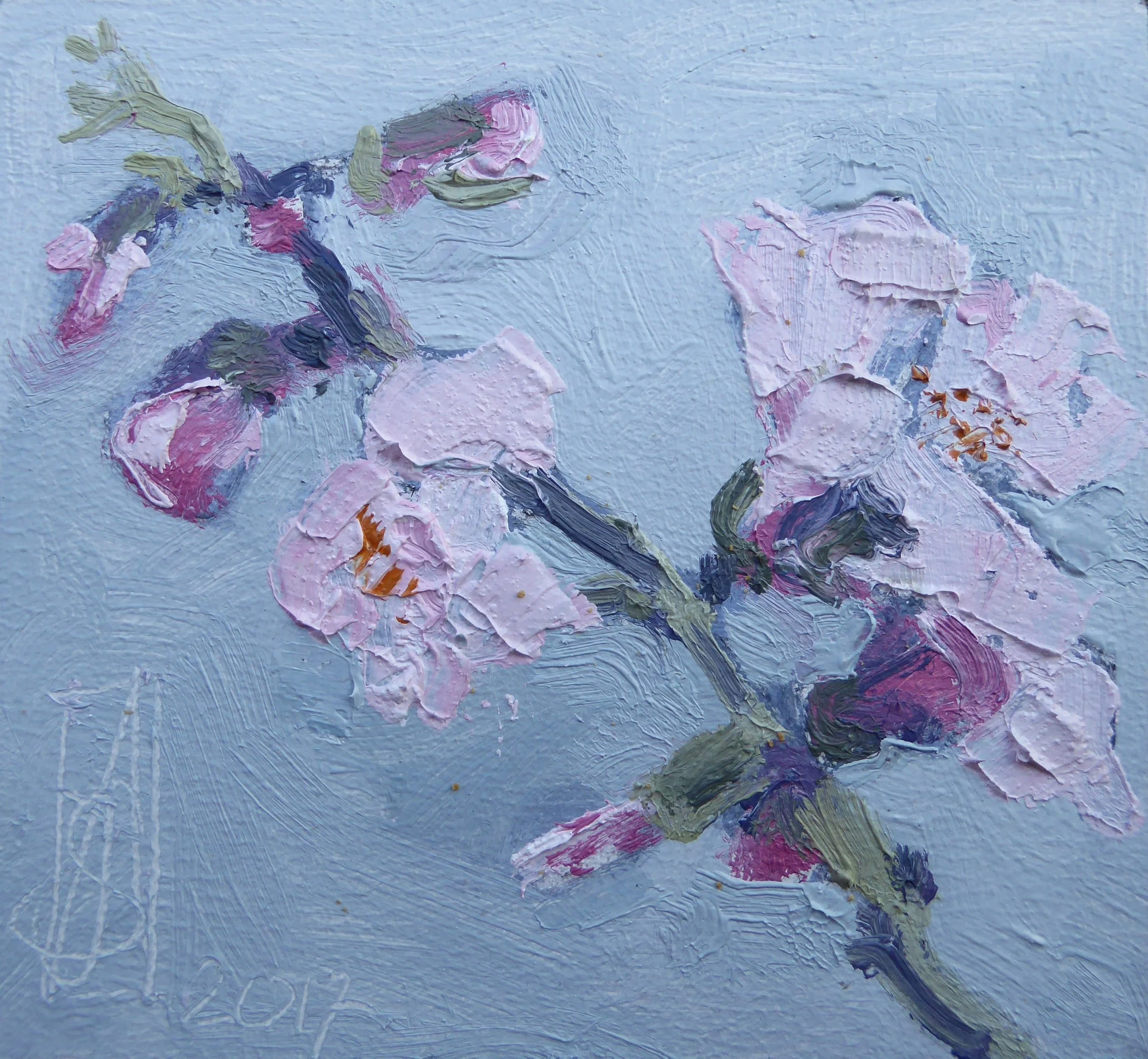 Amandelbloesem volgens plan - 10,5x11,5cm - € 135,-