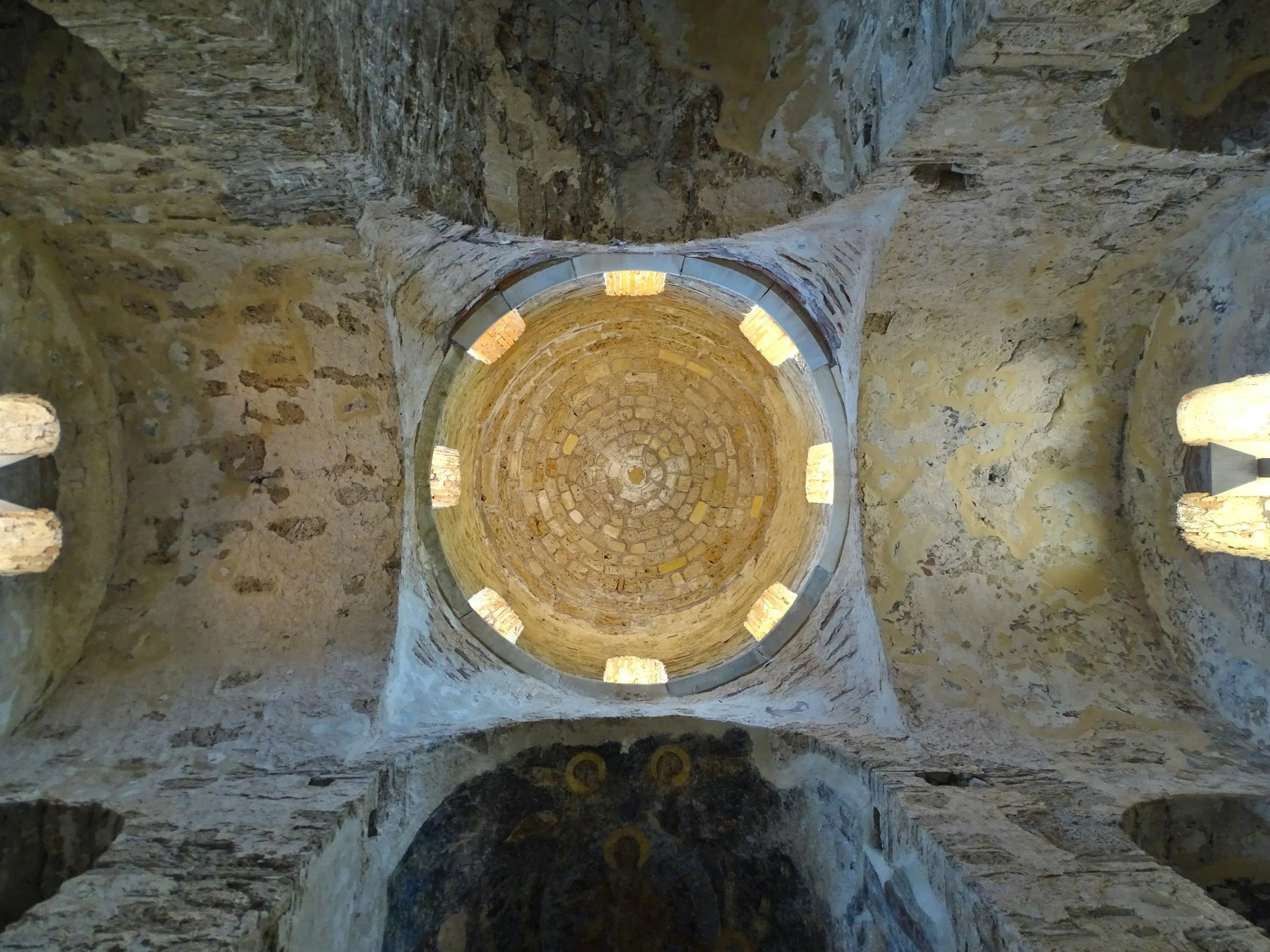 Interior Byzantine dome architecture at Mystras historic churches Greece