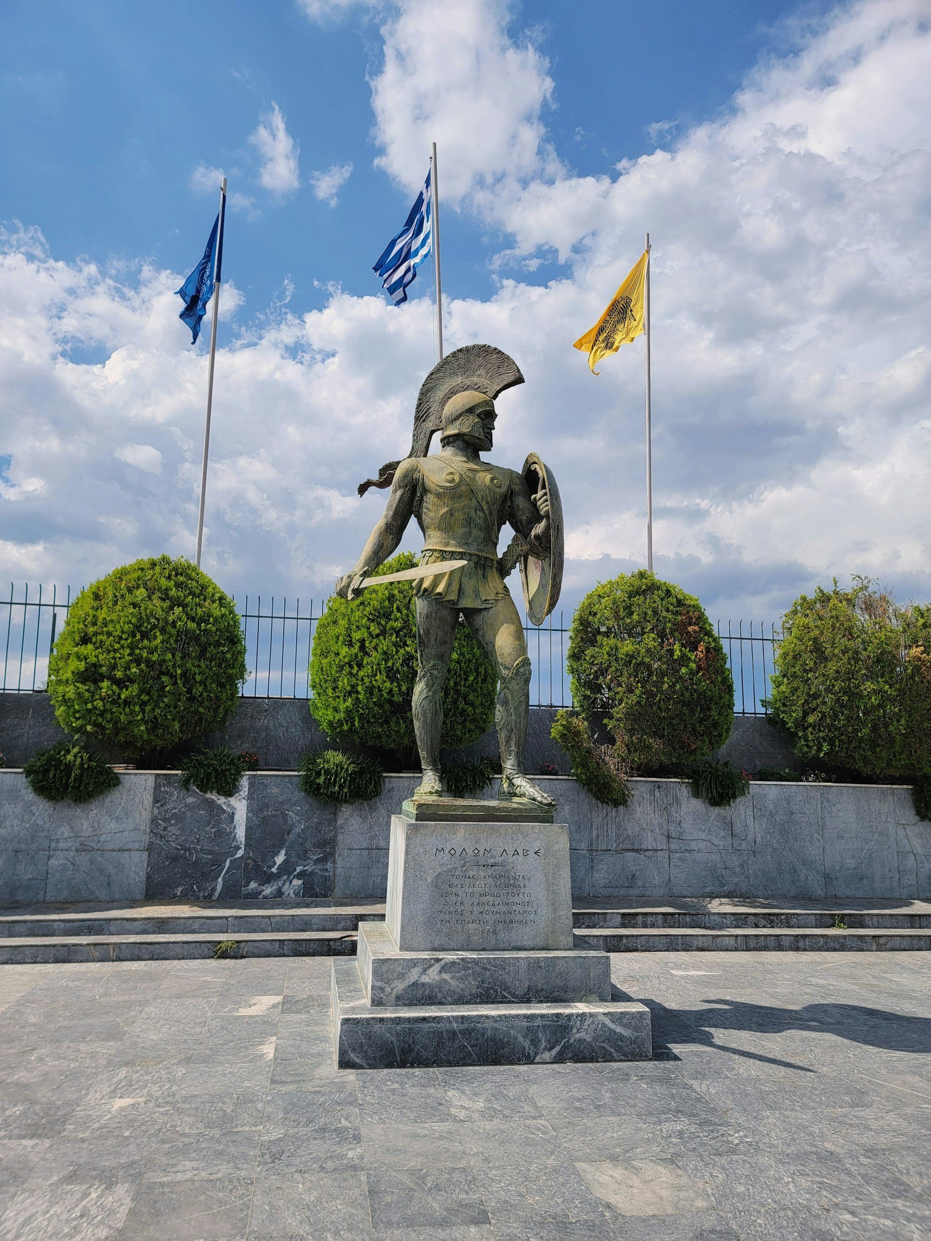 Statue of ancient Spartan warrior in Sparta Greece
