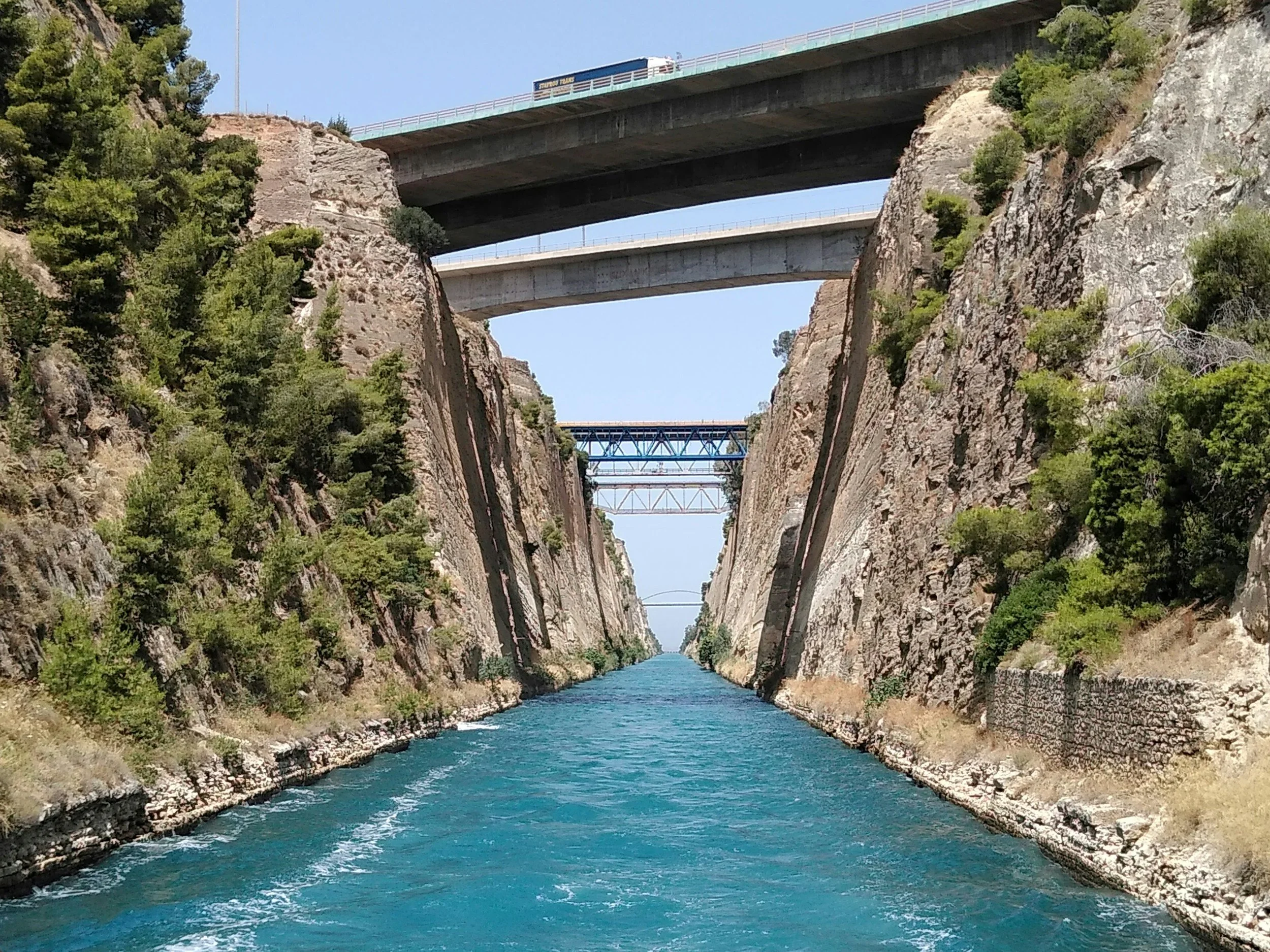 Corinth Canal connecting mainland Greece with the Peloponnese