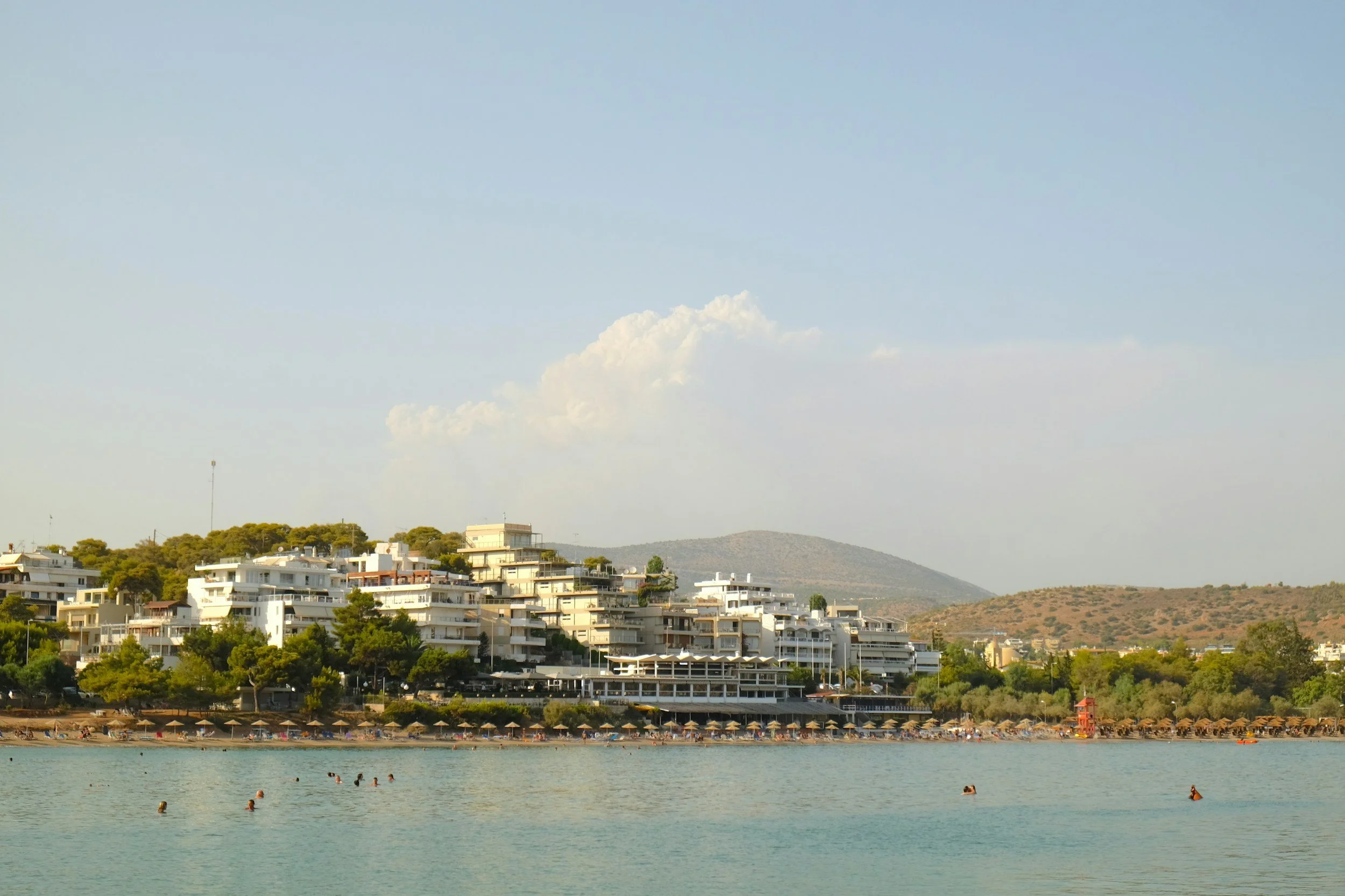 Athens Riviera seaside coastline with coastal suburbs near Athens Greece