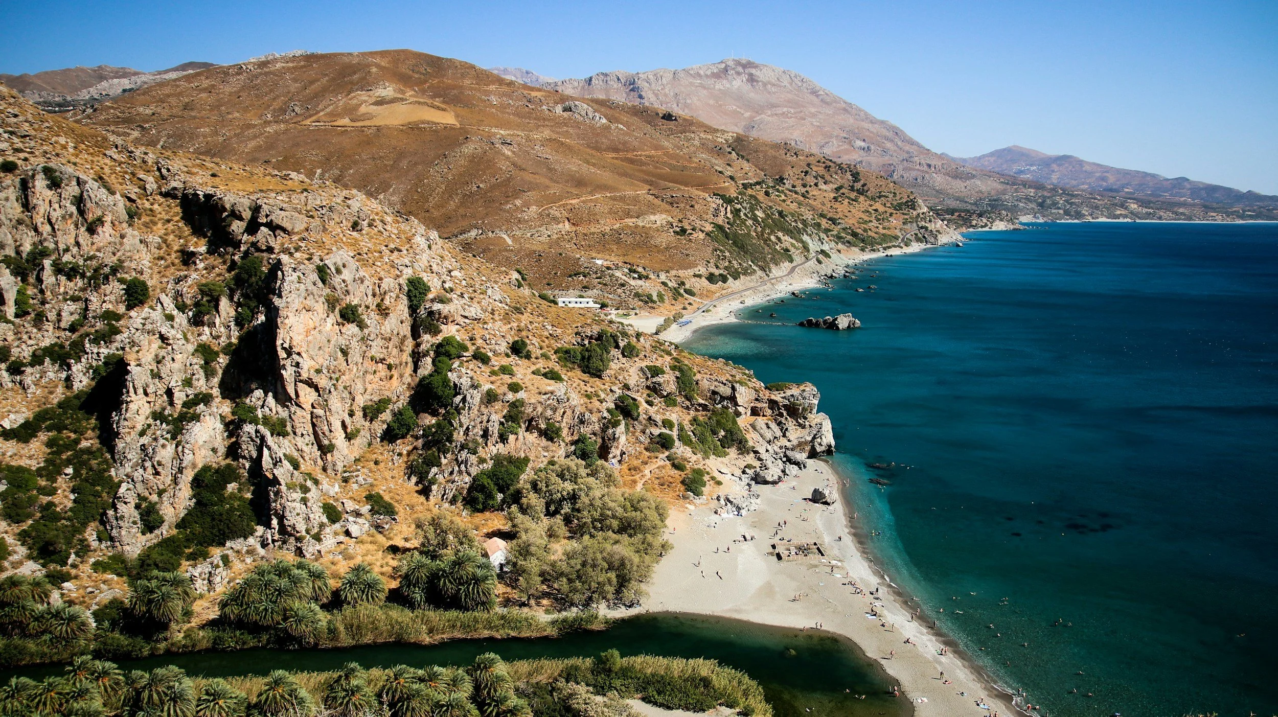 Mani Peninsula coastline with wild landscapes in the southern Peloponnese