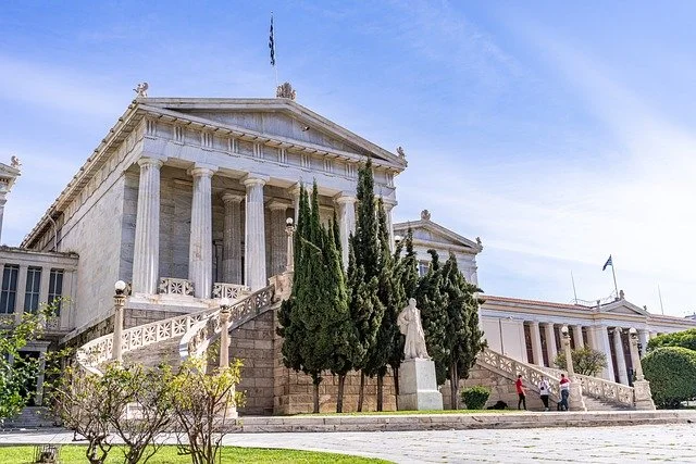 National Library of Greece and neoclassical architecture in central Athens