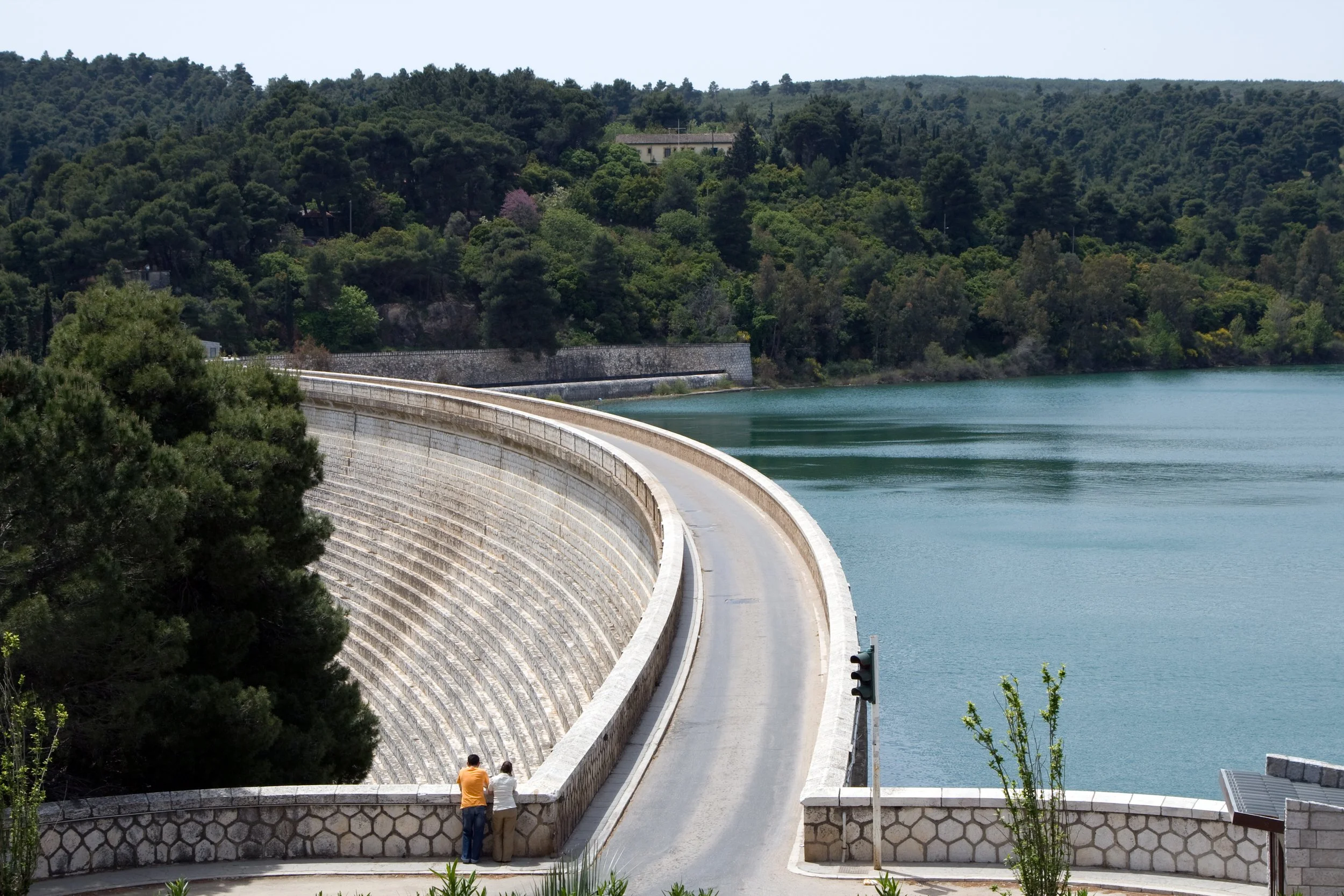 Marathon Lake dam and natural scenery near Athens Greece