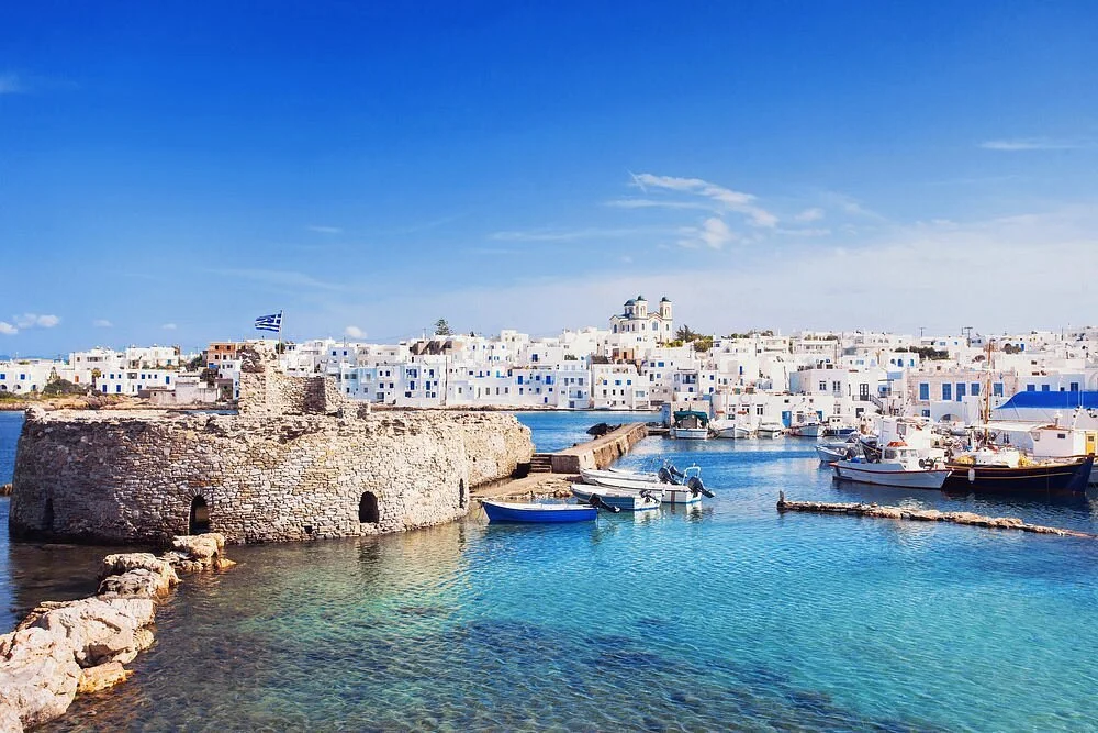 Cycladic port scenery during a sailing cruise from Paros to the Small Cyclades