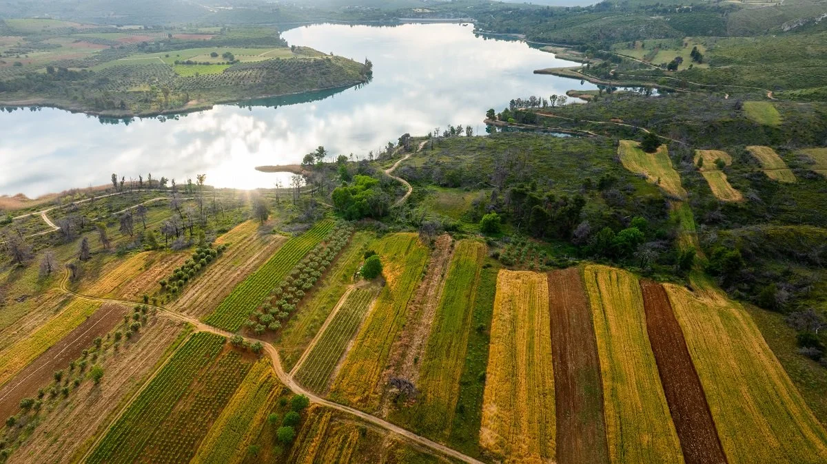 Historic Marathon battlefield landscape and countryside near Athens Greece