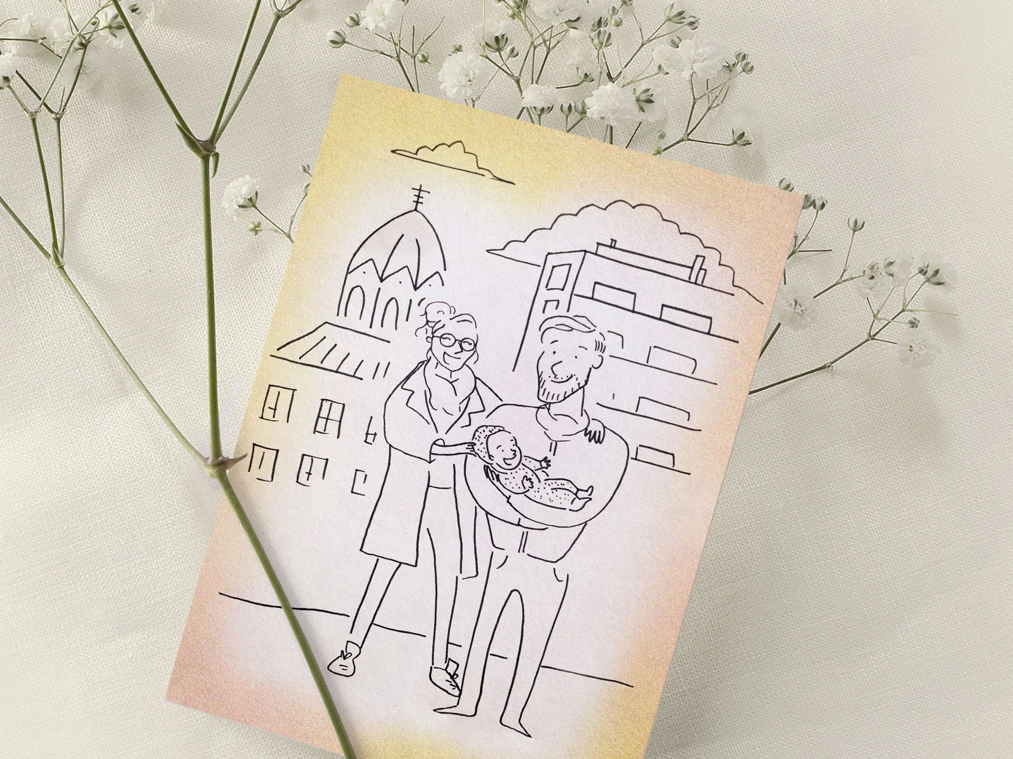 Faire-part de naissance en portrait de famille
