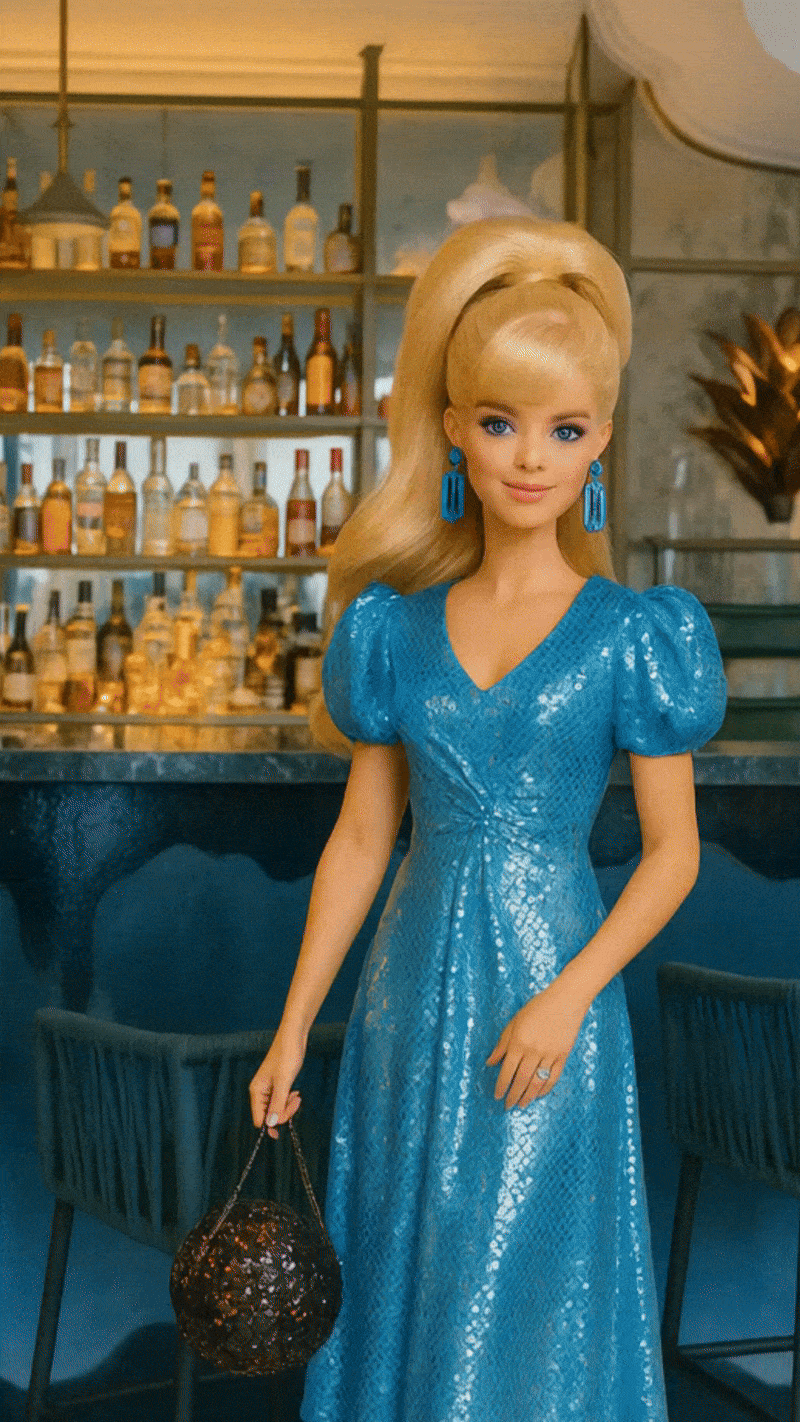 AI generated video of Barbie dancing at the L'Alcova Bar at the Il San Pietro hotel in Positano.