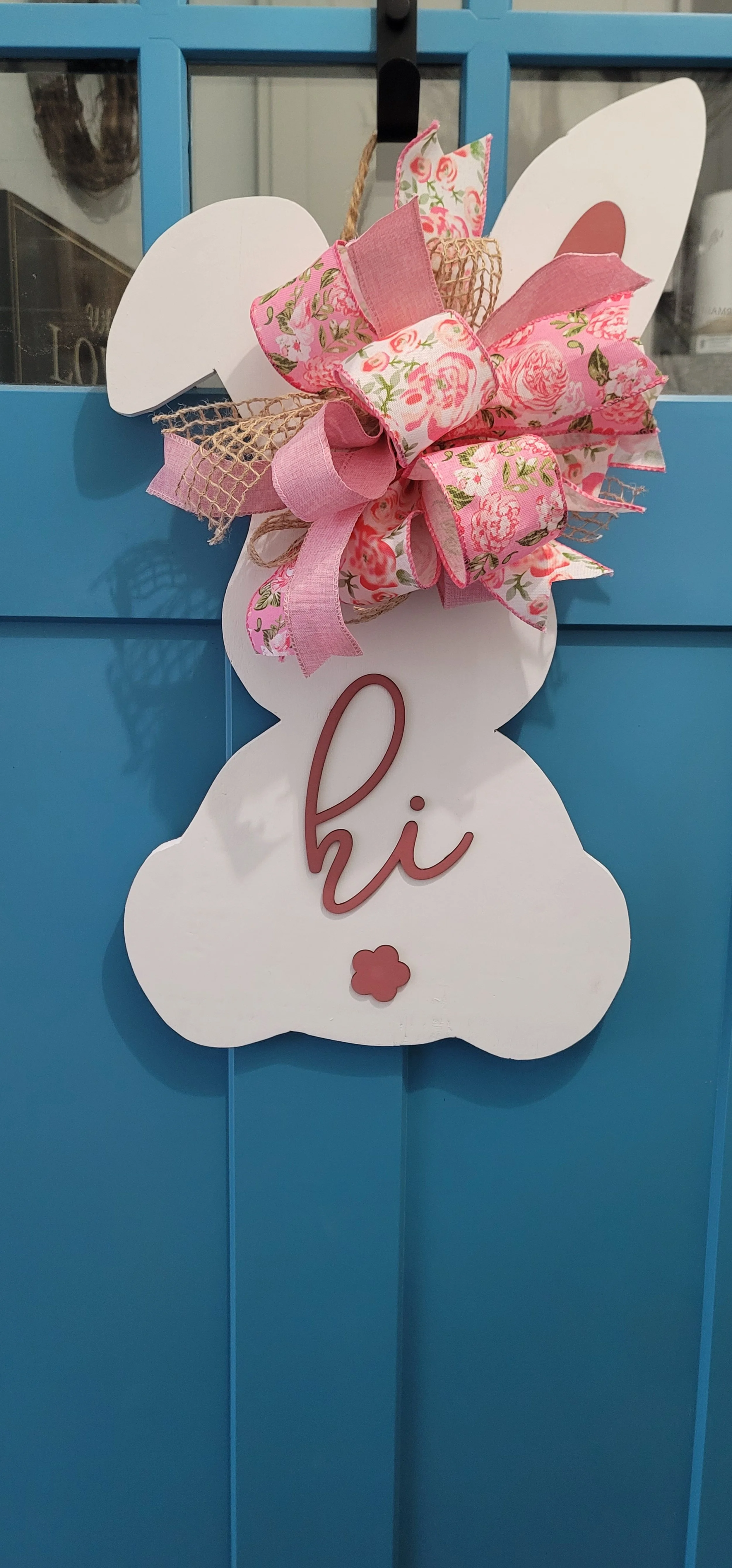 Bunny Door Hanger with Floral Bow