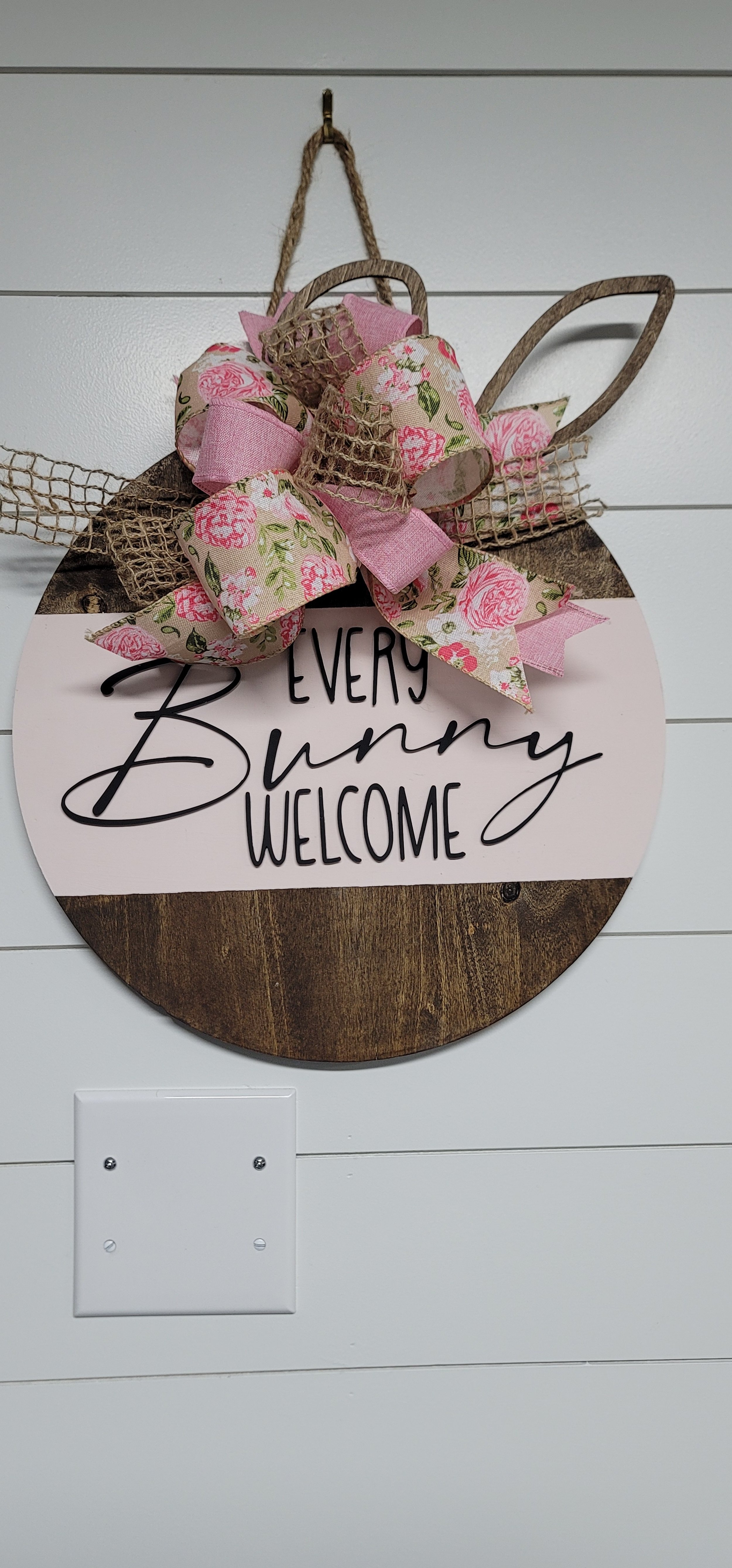 'Every Bunny Welcome' Floral Wooden Door Sign