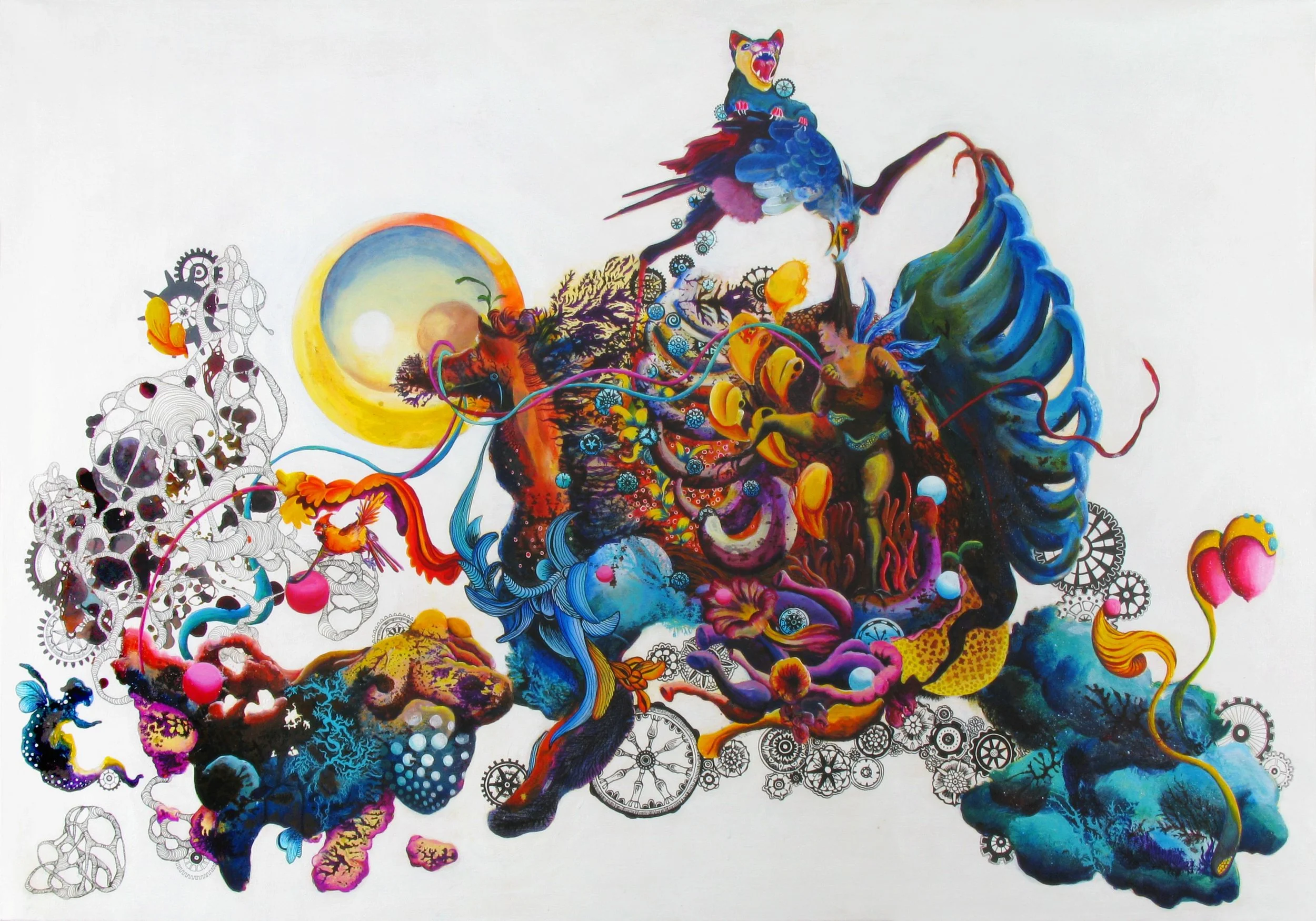 Patung Satria Gatotkaca and Harry Potter, 2018. Acrylic and ink on canvas — 70 x 100 cm