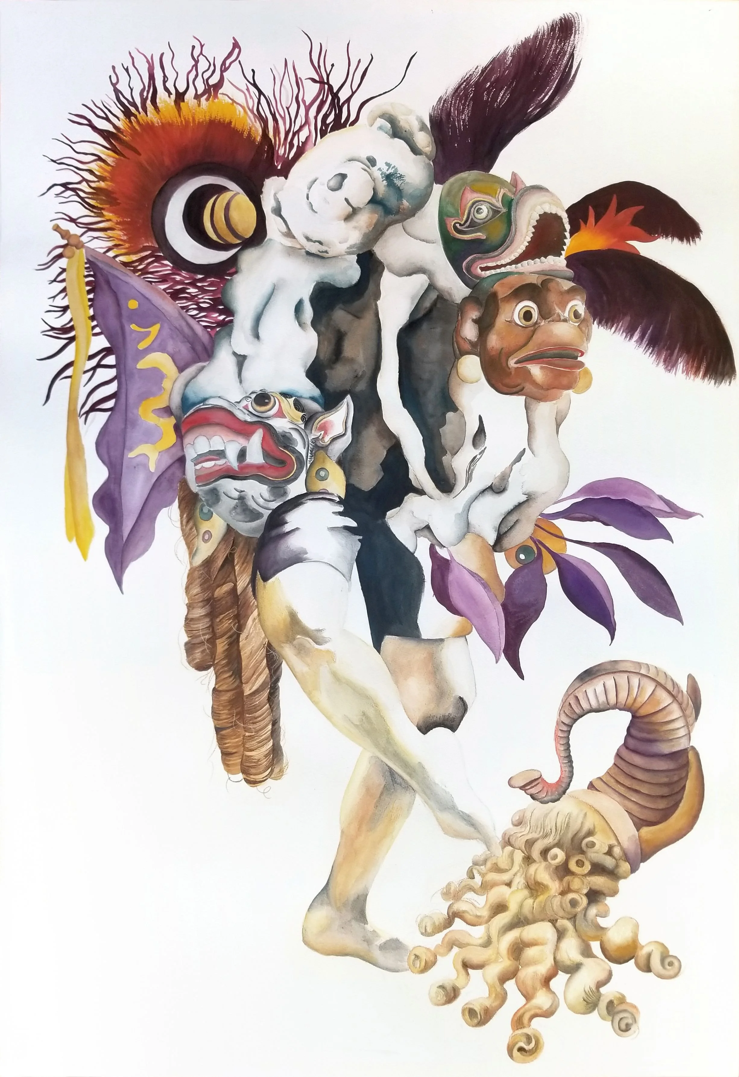Albion Fox, 2024-25. Gouache, watercolour, pencil on paper — 74 x 109 cm
