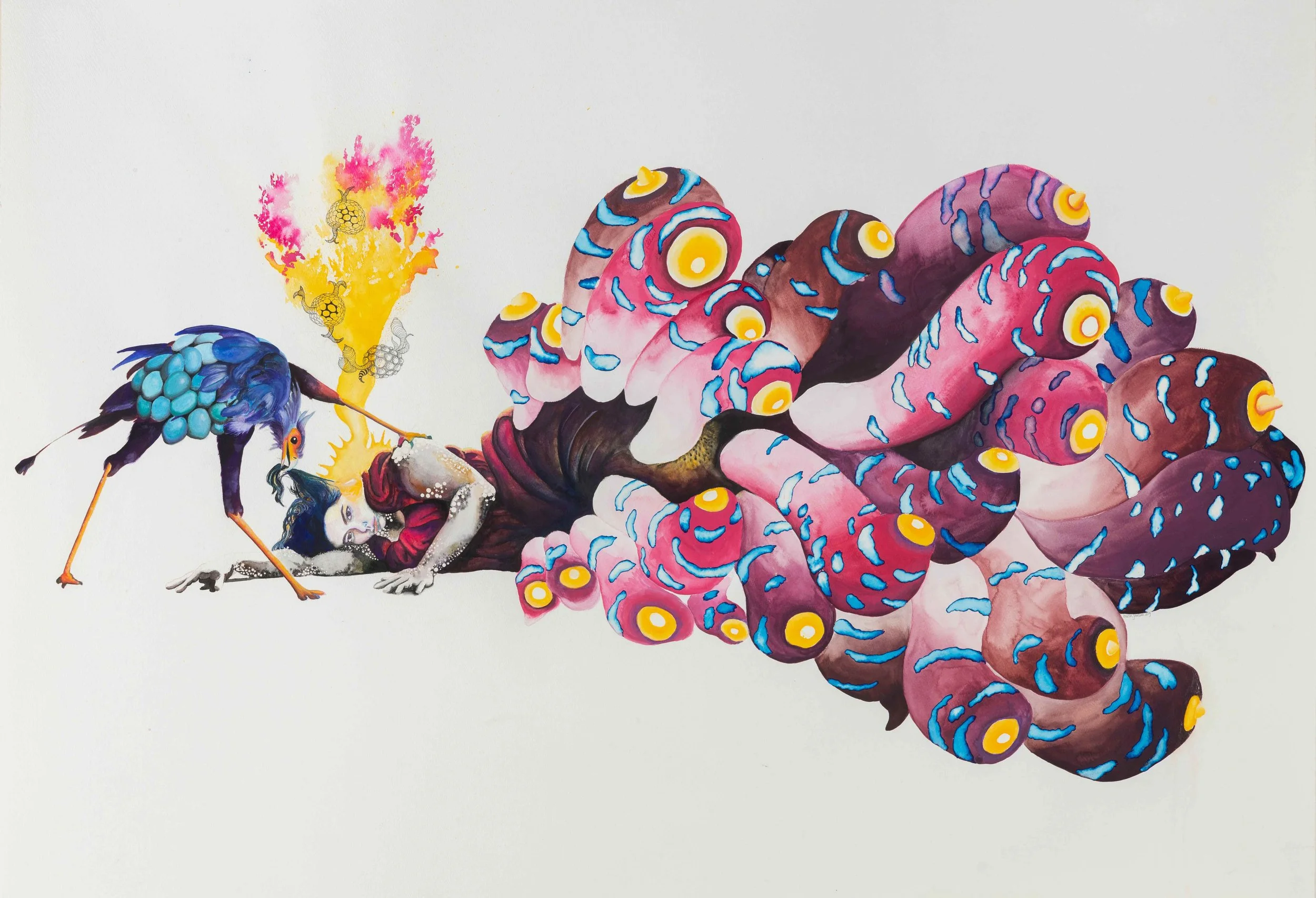 Loulou gone, 2019. Gouache, watercolour, ink on paper — 81 x 117 cm