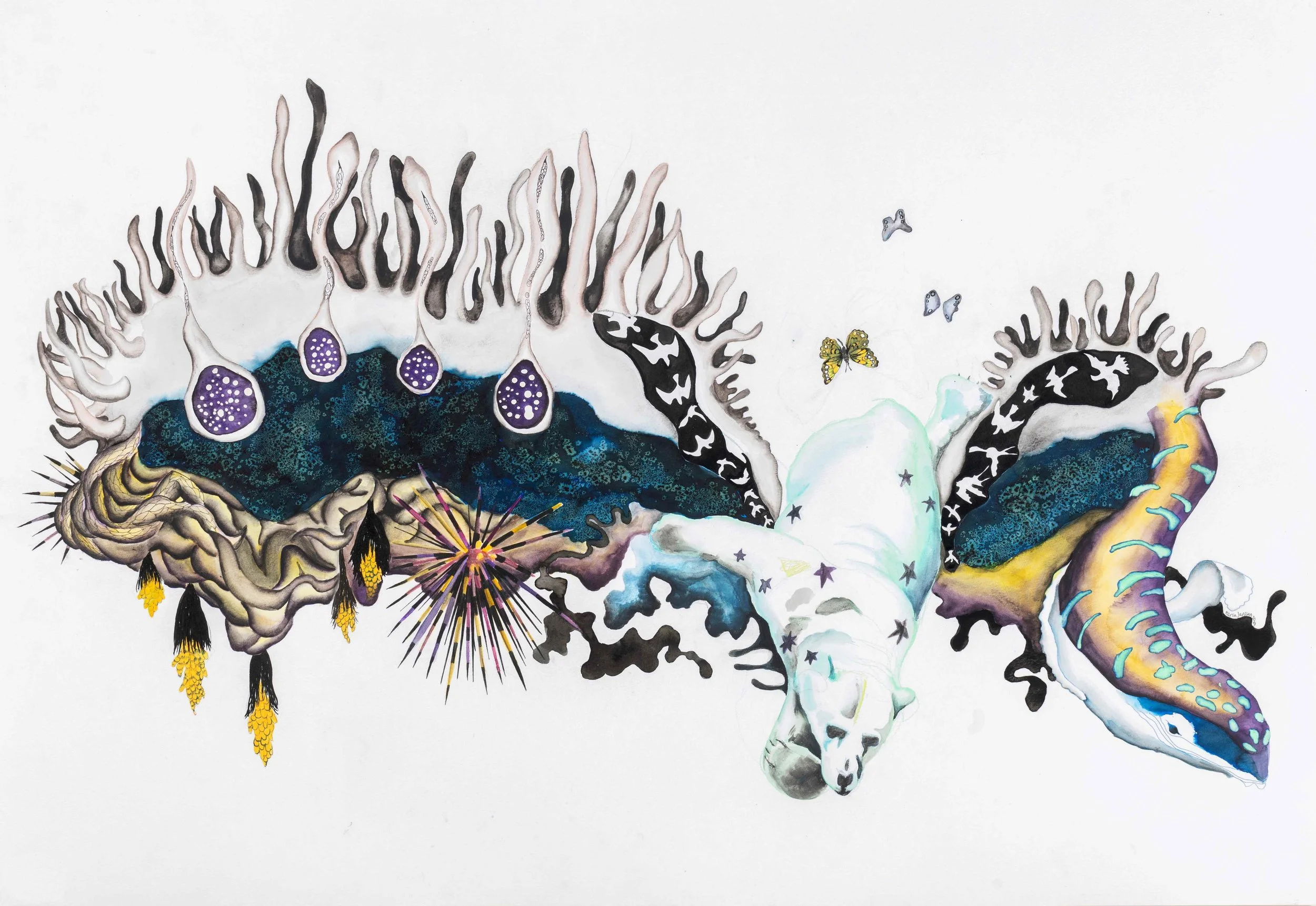 Lacuna, 2019⁣. Pen, gouache, watercolour, pencil on paper — ​79 x 111 cm