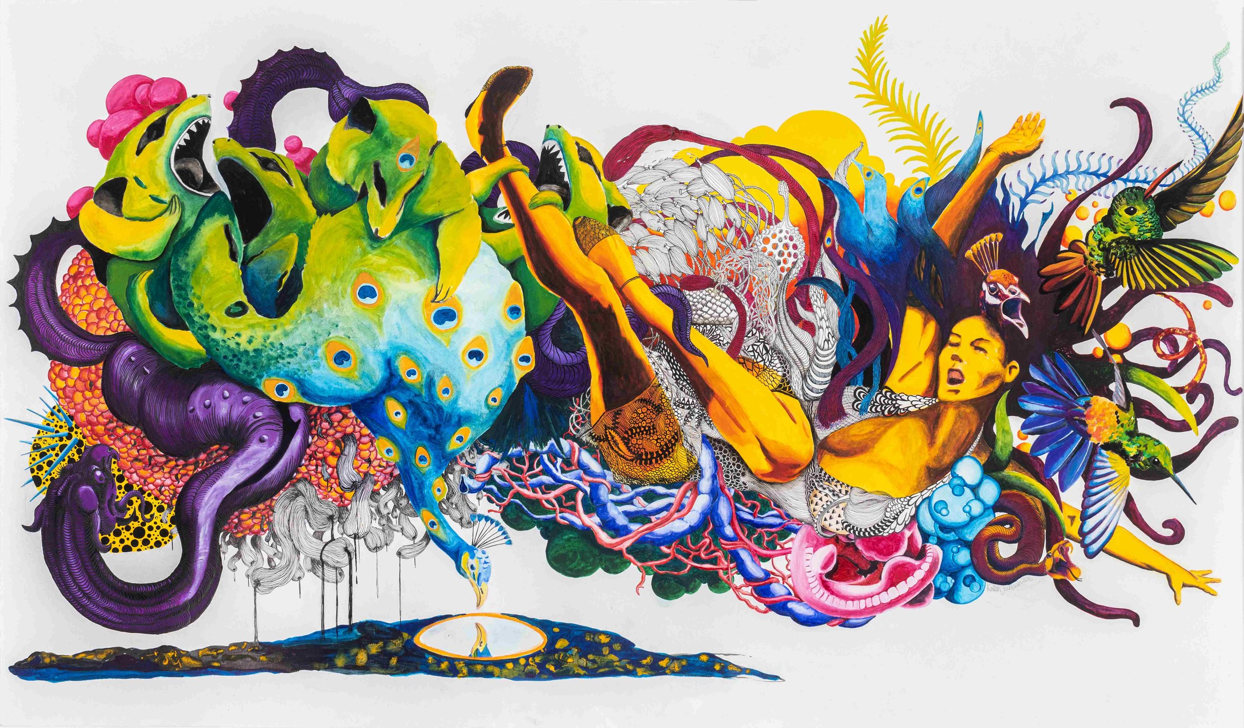 Black Milk, 2016. Gouache, watercolour, pen, pencil, ink on paper — ​64 x 109 cm