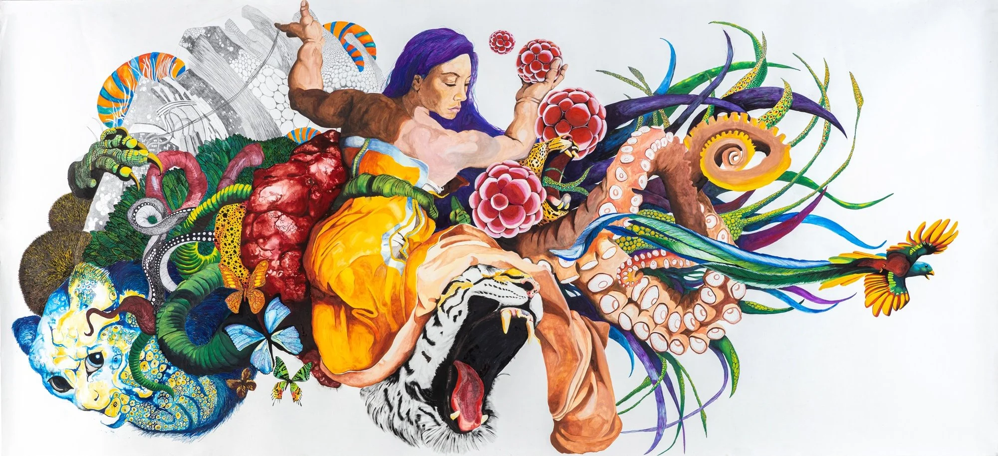 Extraordinary machine, 2014 - 2015. Gouache, watercolour, pencil and ink on paper — 180 x 400 cm