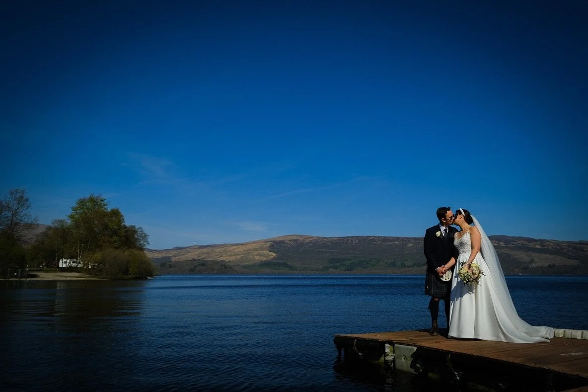 What a day! The sun is shining, the bride is beautiful and the groom is happy!! It&rsquo;s like a holiday destination here at @lodgeonlochlomond. Katie and Kaleb got married today with family and friends. It&rsquo;s been wonderful. #wedding #lochlomo