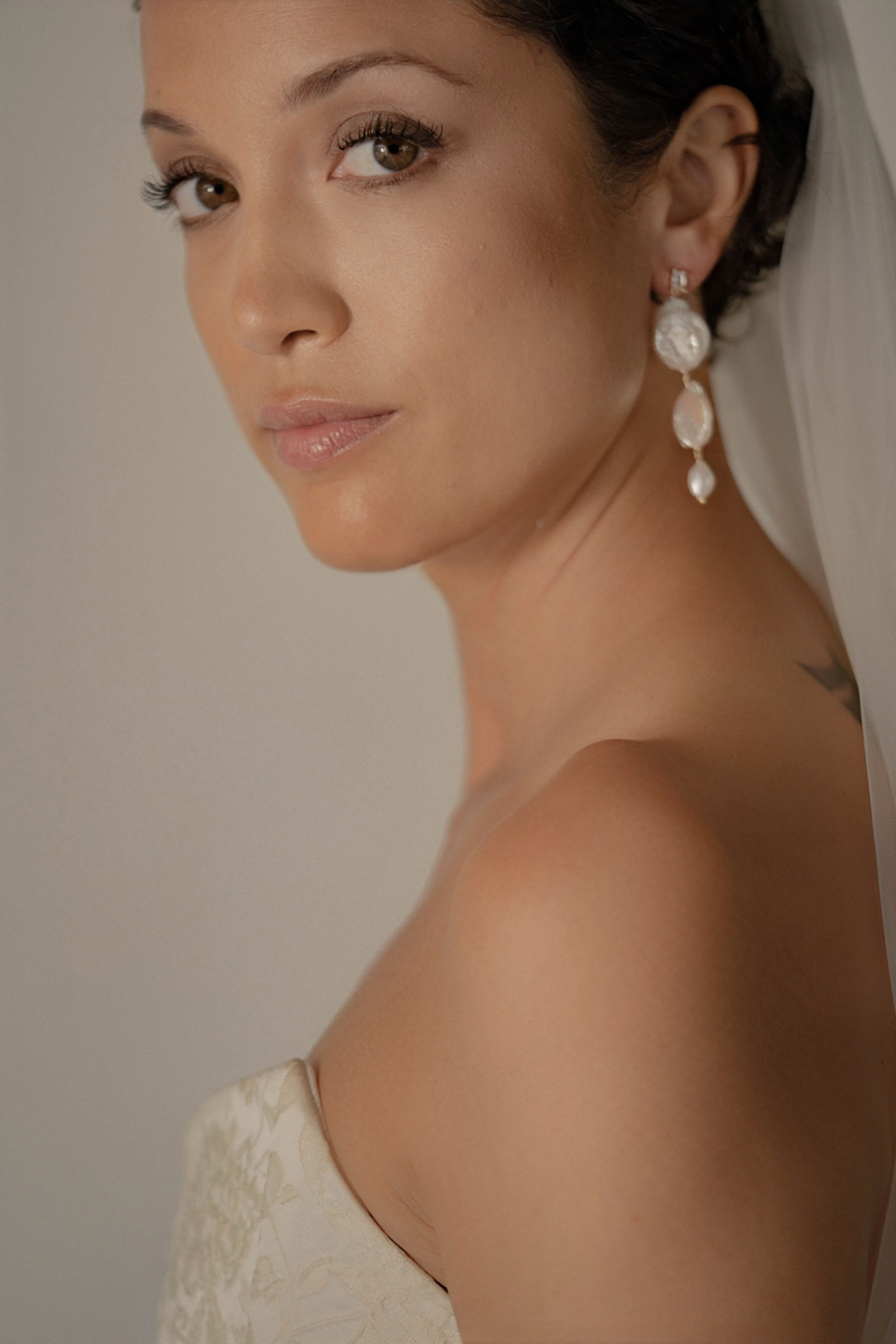 Boucles d’oreilles mariée perles pendantes – Moon