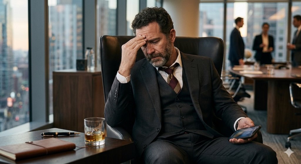 Successful leader looking broken