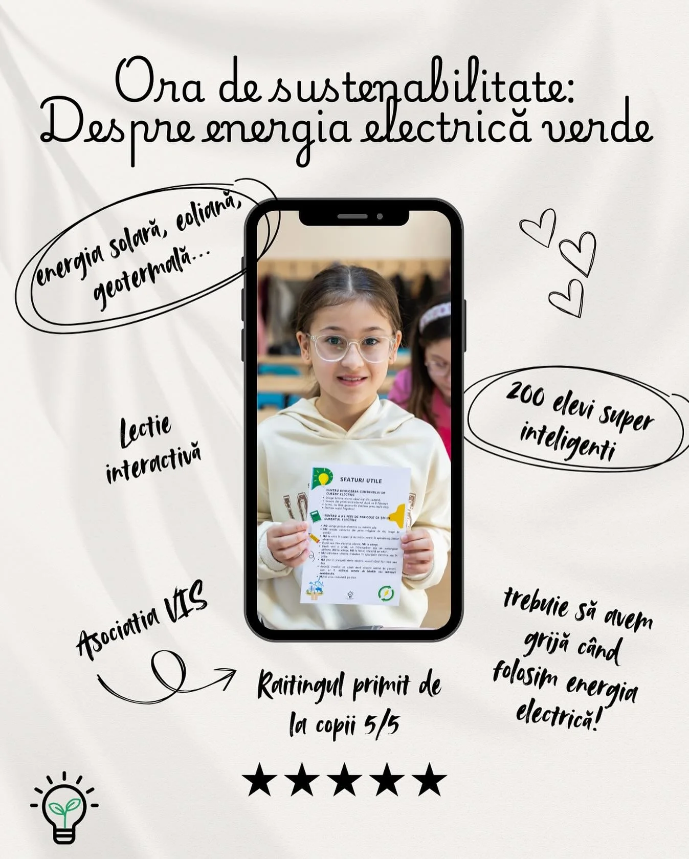 Curent electric &ldquo;verde&rdquo;+ copii curioși = o lecție plină de idei sclipitoar💡 Am vorbit despre energie, siguranță și cum fiecare poate face o lume puțin mai verde. 🌿

#educatiedemediu #asociatiavis #vis #sustenabilitate #romaniaverde #red