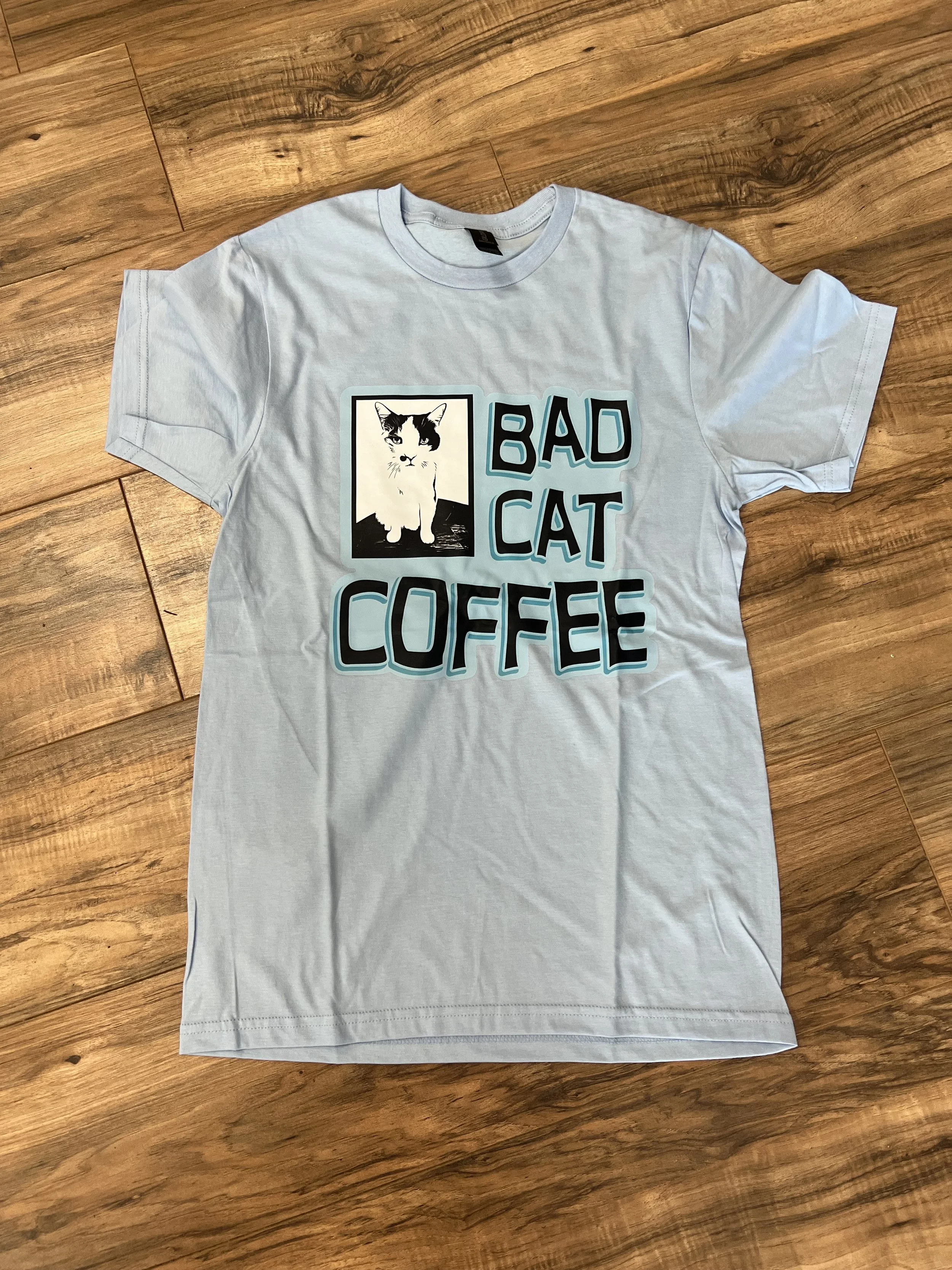 Free USA shipping: Light Blue 100% Cotton Patches the Evil One Logo Tee