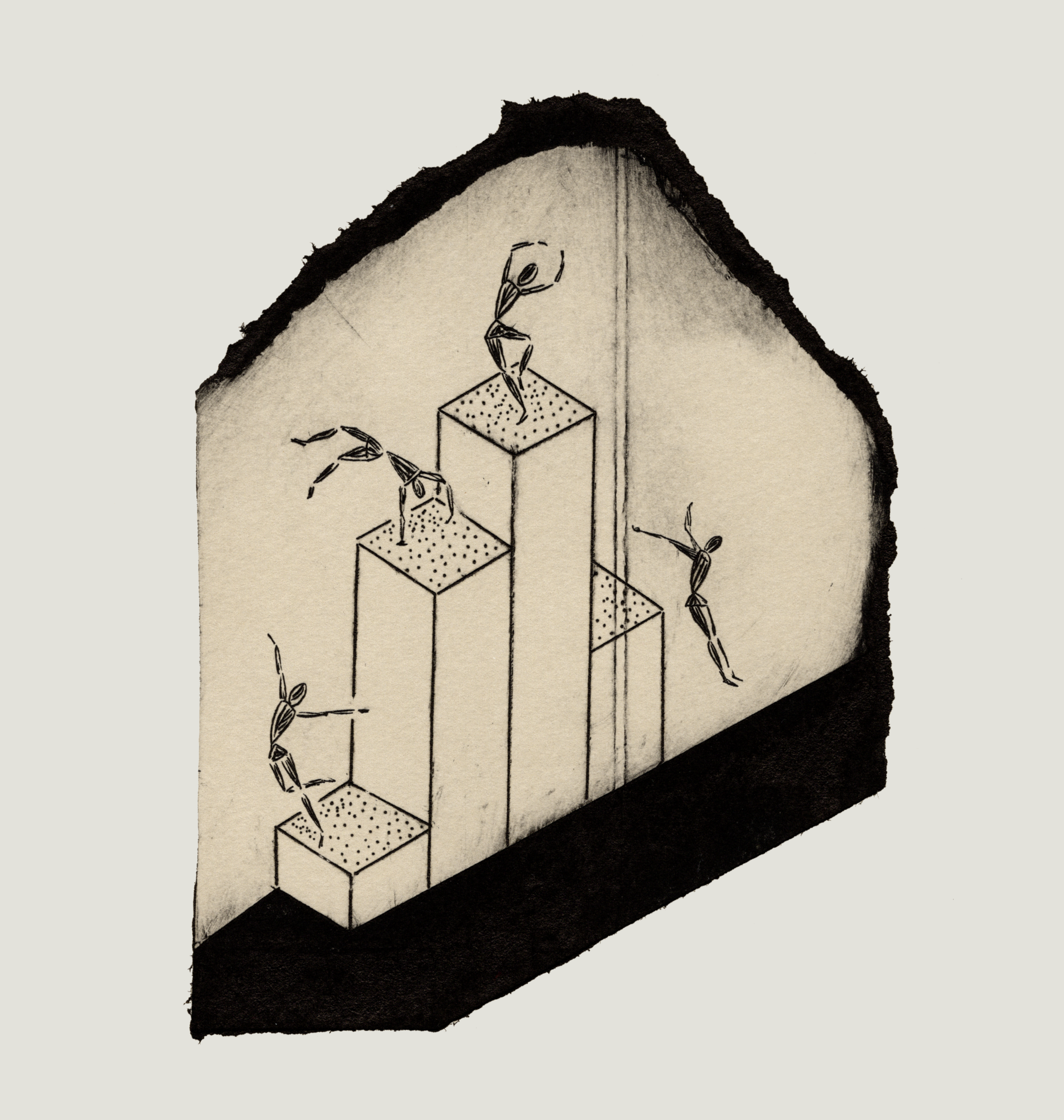 an isometric graph with people dancing on each column