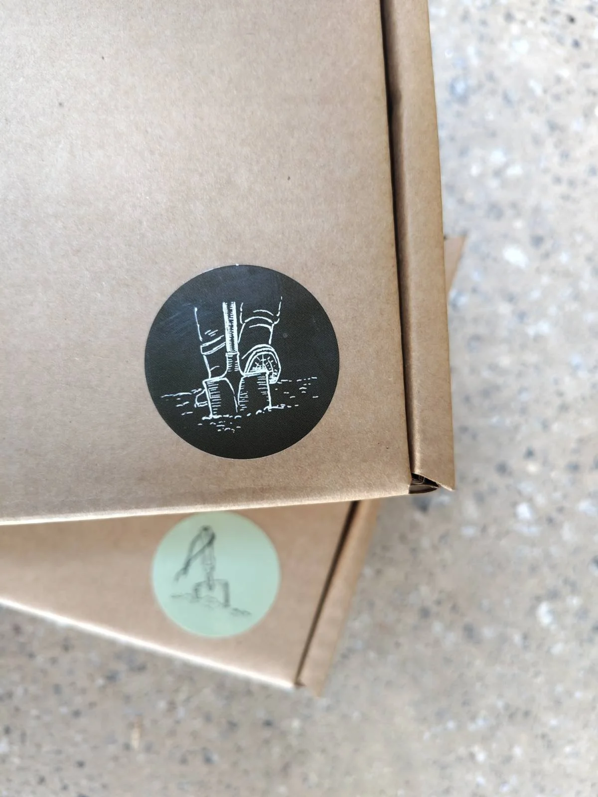 postal boxes with branded stickers