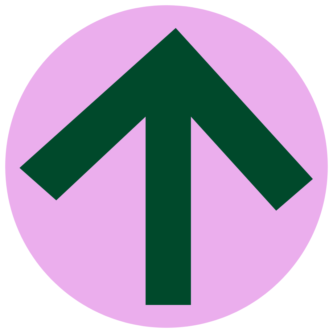 purple circle with a deep green arrow facing upward with "back to top" underneath in purple.