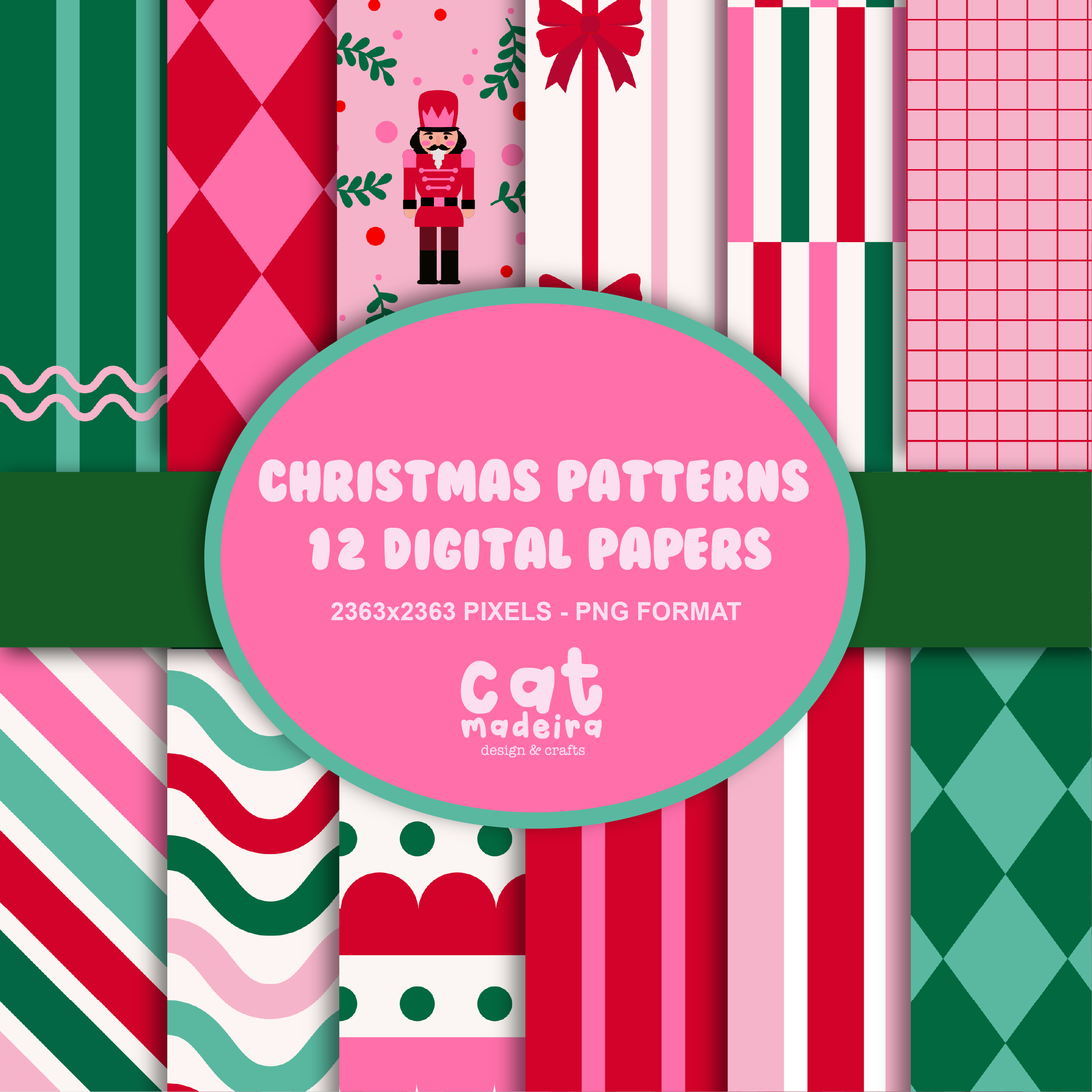 Christmas Patterns PNG Digital Papers