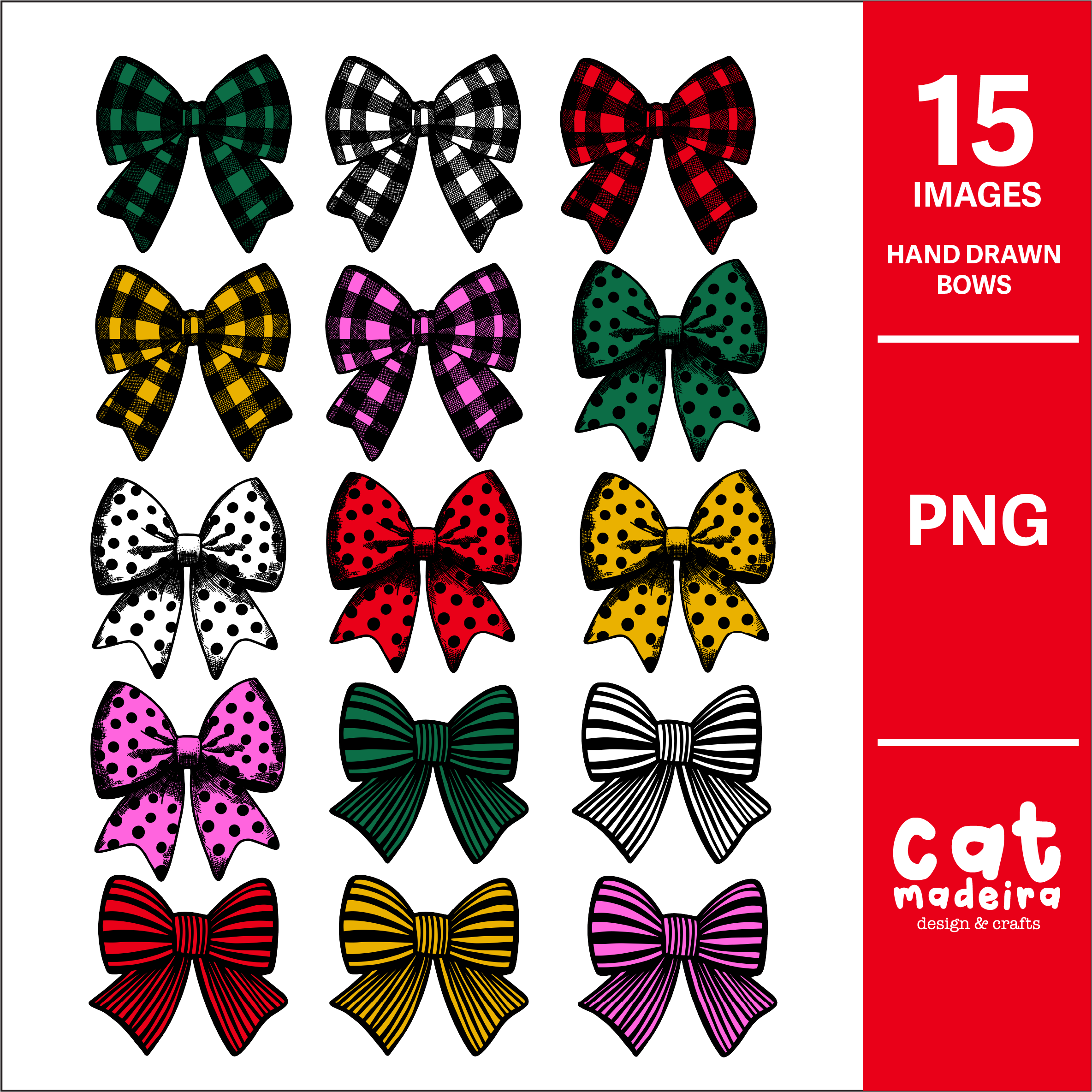 Hand Drawn Bows PNG Bundle