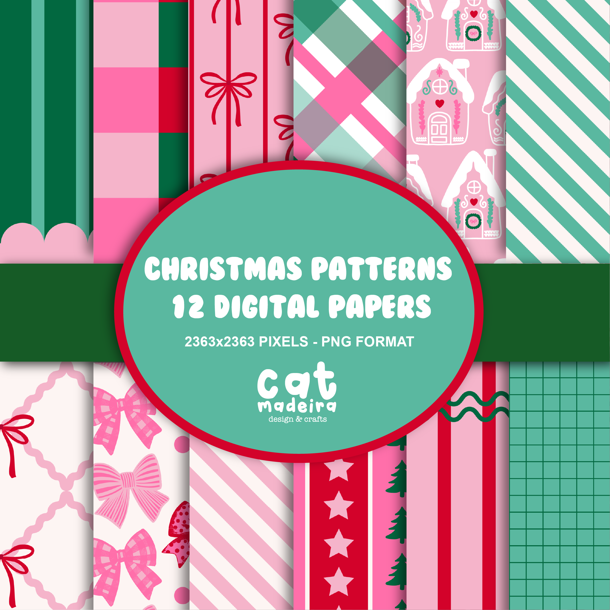 Christmas Patterns PNG Digital Papers