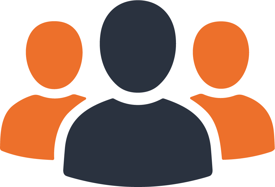 Three-person support team icon