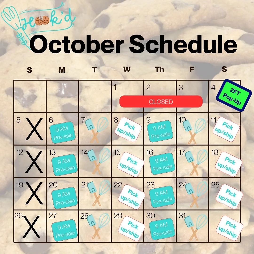 October schedule is now available 🎊🎉 Please note this is a tentative schedule as events may pop-up at the last minute. Thank you for your understanding!

#fyp #houston #bakery #bakersofinstagram #blackbakers #smallbusinessowners #entrepreneur #fall