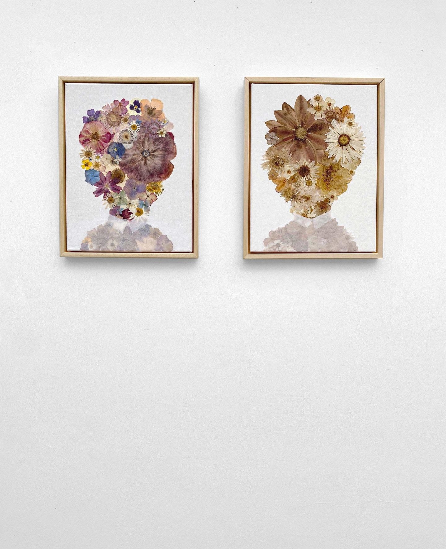 The perfect pair. &lsquo;Gathered&rsquo; and &lsquo;Golden&rsquo;⁠
It&rsquo;s tricky to capture the beautiful colours and textures in a photo!⁠ (hence attempt no.2 at posting this 😅)
⁠
⁠
⁠
⁠
#floralsoul #floralart #flowerart #pressedflowerartist #ar