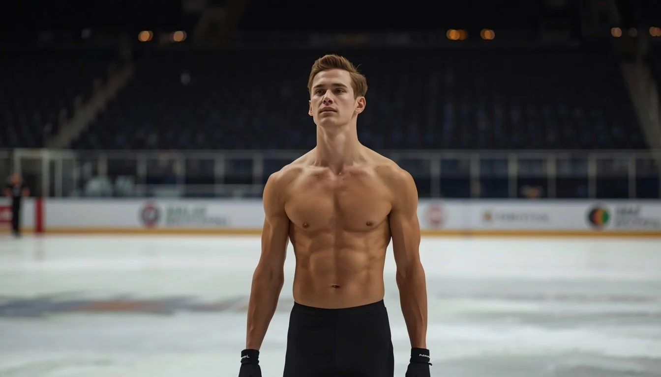 Male figure skater rebuilding confidence during a return to training after injury