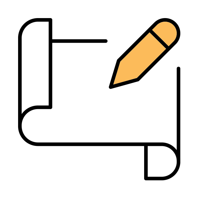 Illustration of a person writing with a large pencil on a piece of paper.