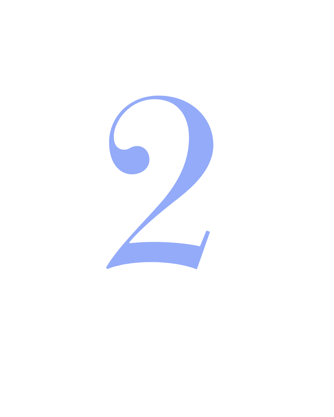 Large blue number 2 on a black background