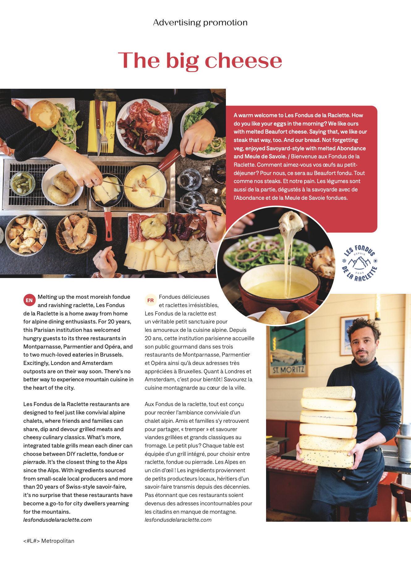 Cheesy content for alpine restaurant chain Les Fondus de la Raclette