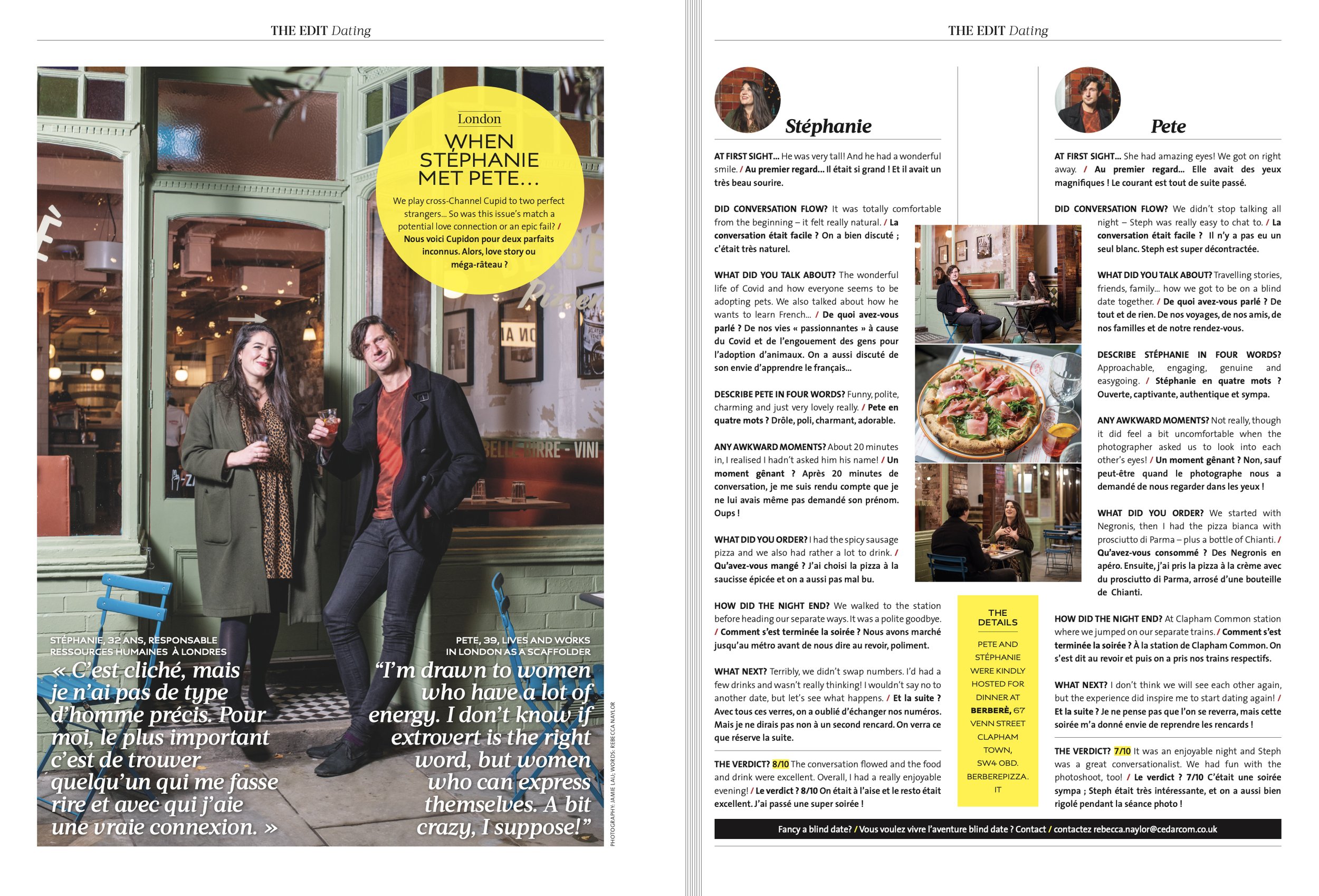 A series of cross-Channel blind dates for Metropolitan magazine