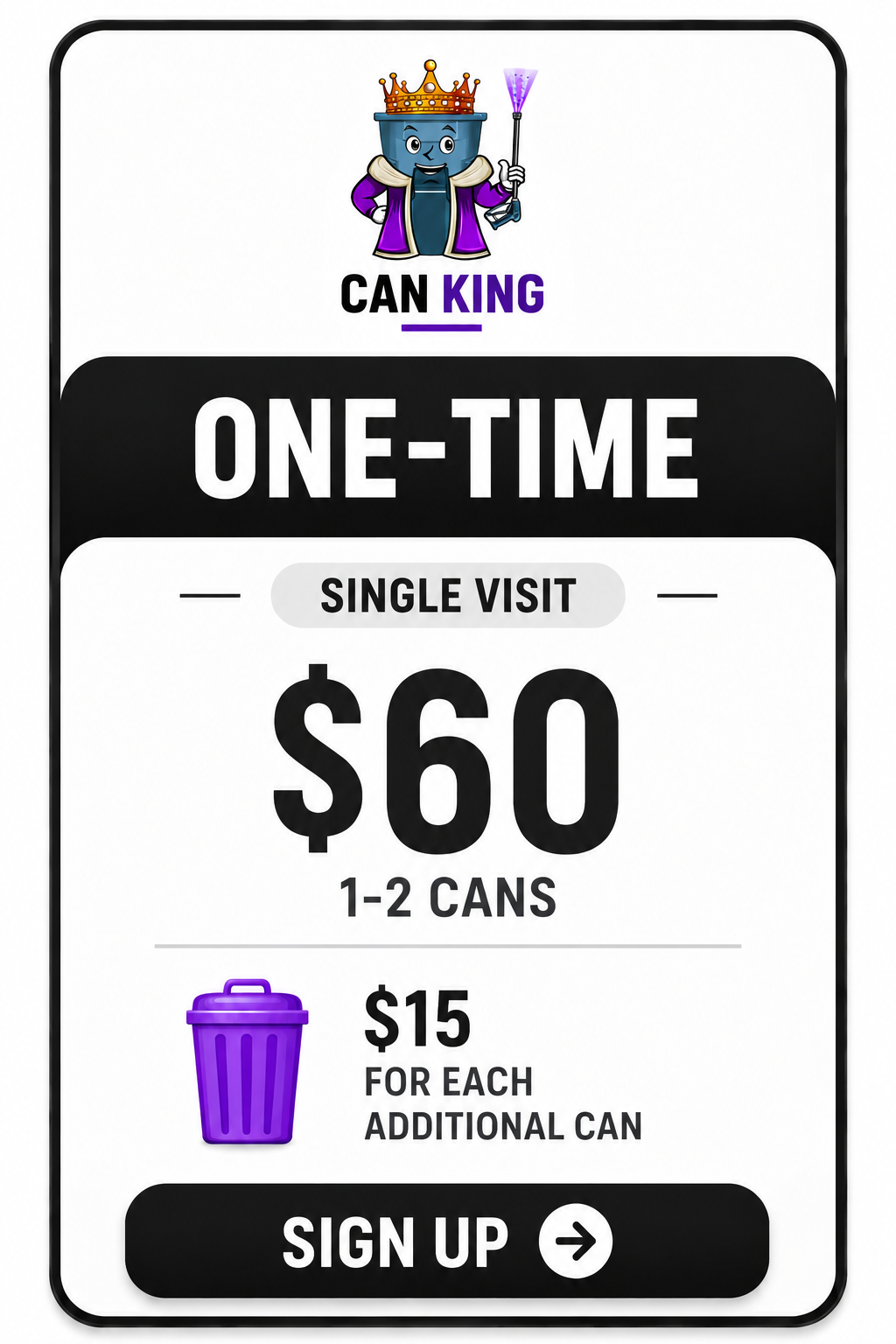 Sign up for one-time trash can cleaning service