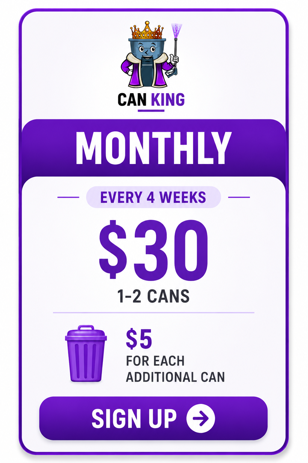 Sign up for monthly trash can cleaning service