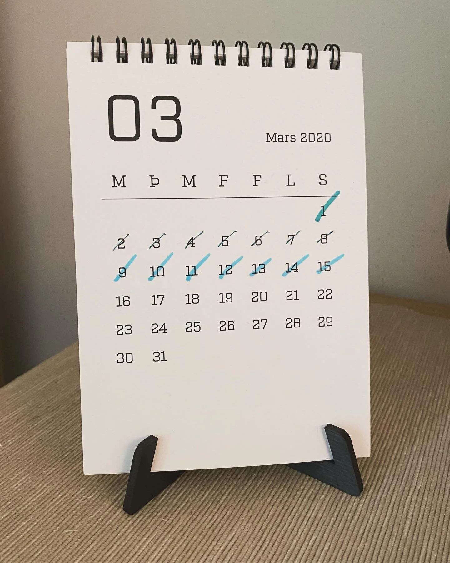 today 5 years ago I stopped marking the dates on this calendar as I left my home of seven years only to take this photo in late July when I came to pack up. 

I forgot about my twisted sense of humour that left a message to my future self on my white