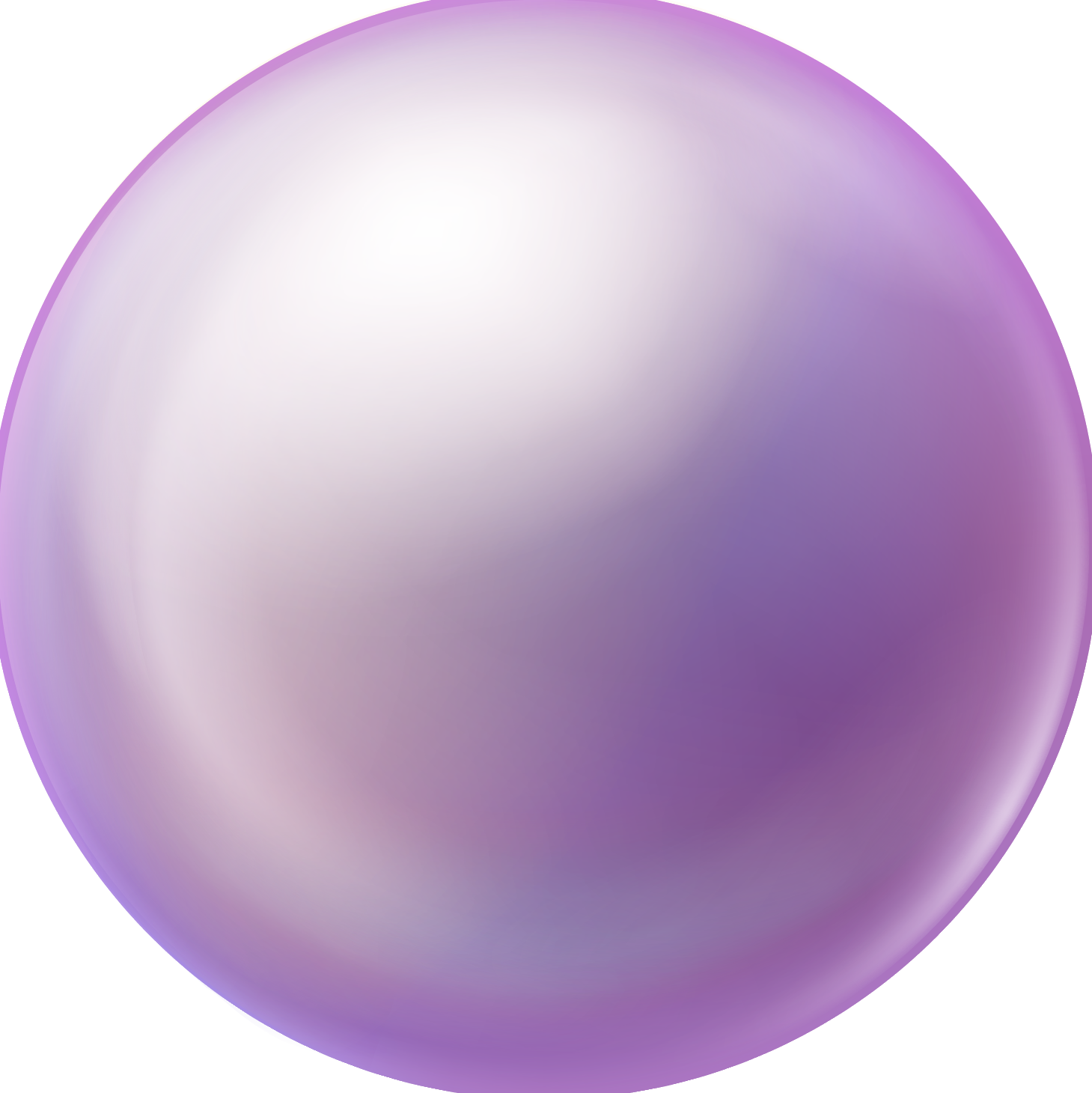 En rund, pärlliknande sfär med lila och rosa nyanser.