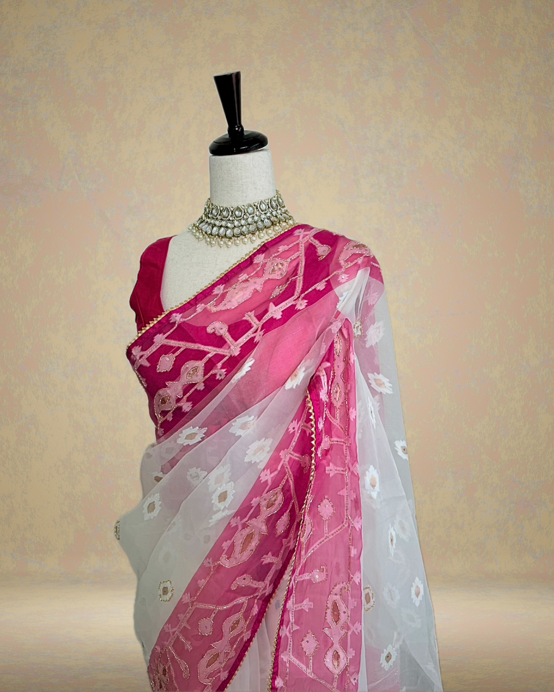 Designer Saree with Jamdani weaving and Handwork