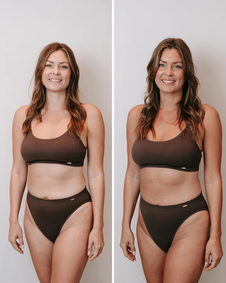 Before and after spray tan